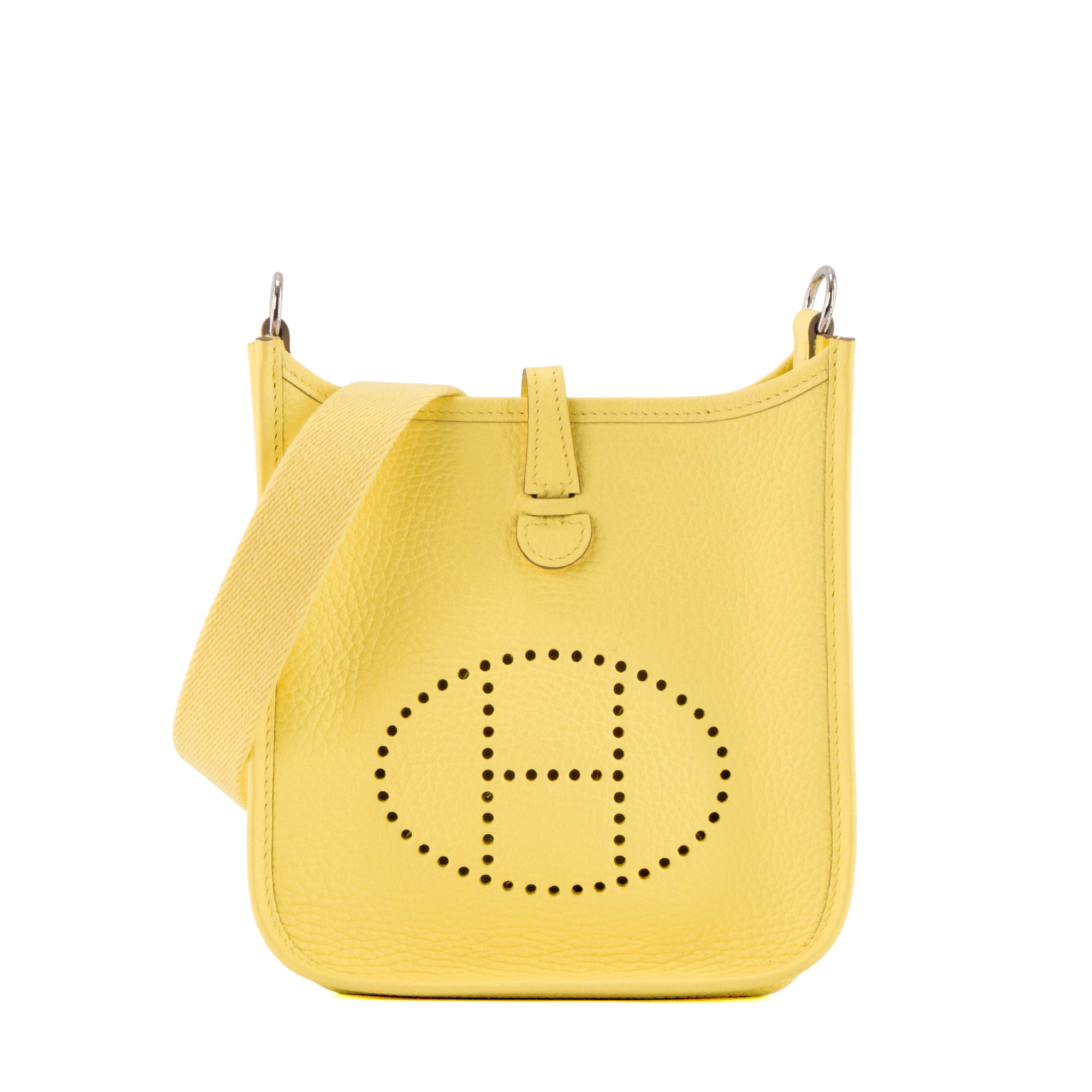 HERMÈS - Sac à bandoulière Evelyne 16 Hermès en cuir clémence jaune limoncello