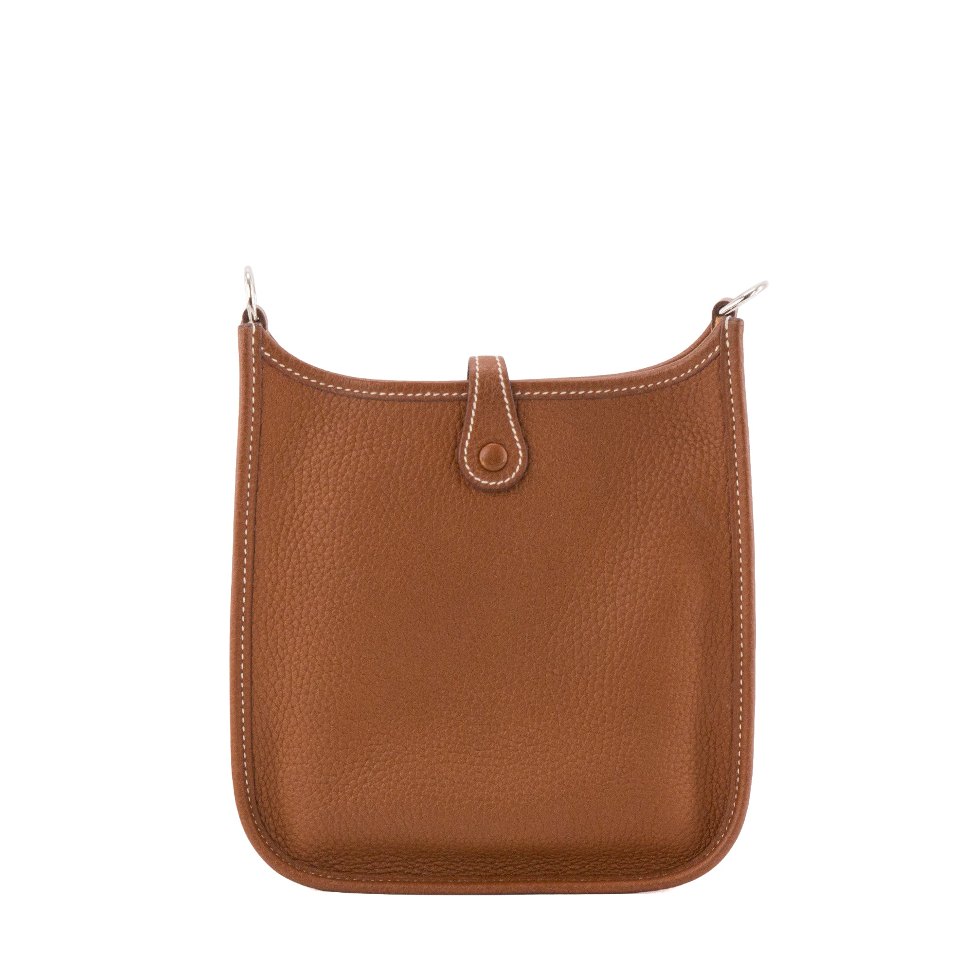 HERMÈS - Sac à bandoulière Evelyne 16 Hermès en cuir clémence marron gold