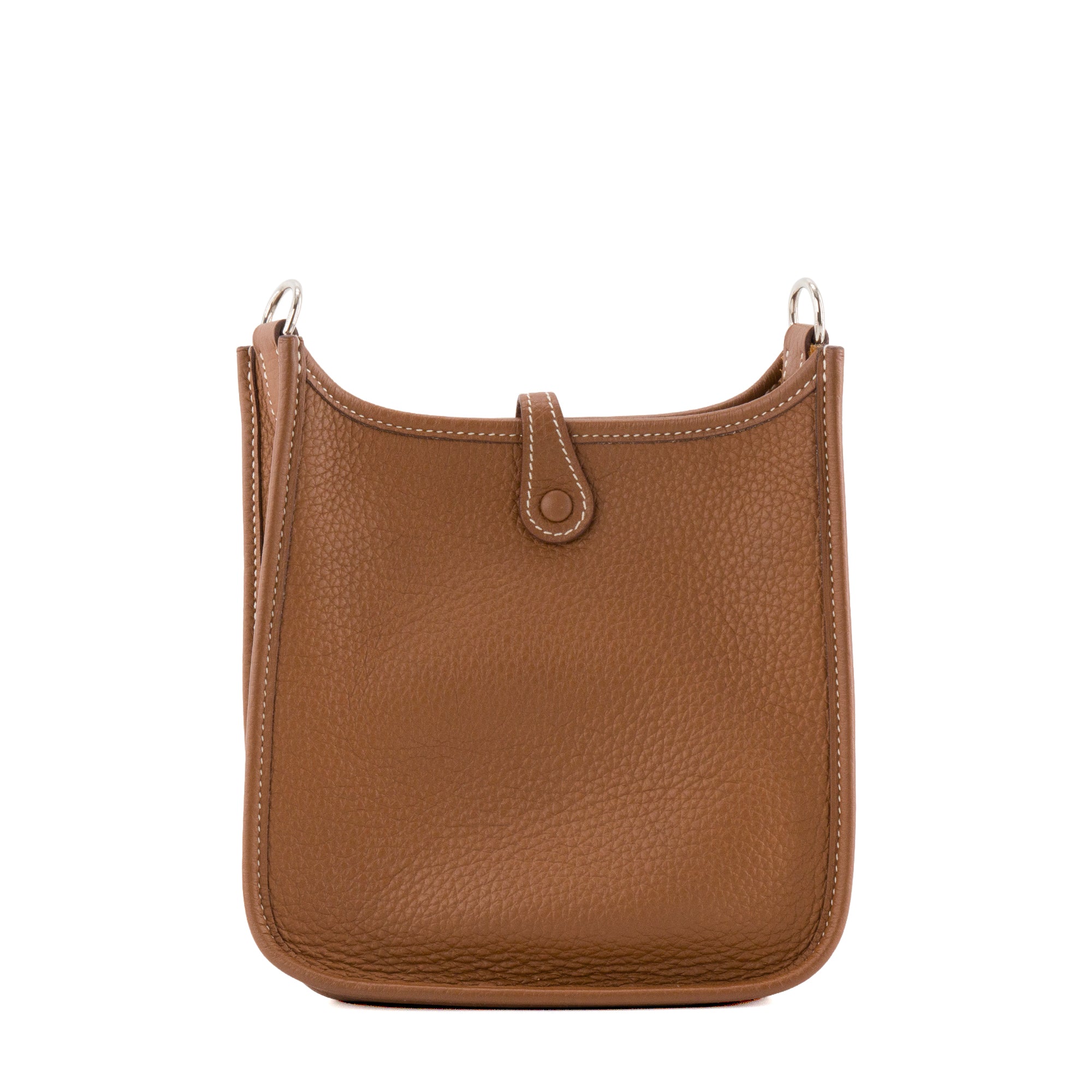 HERMÈS - Sac à bandoulière Evelyne 16 Hermès en cuir clémence marron gold