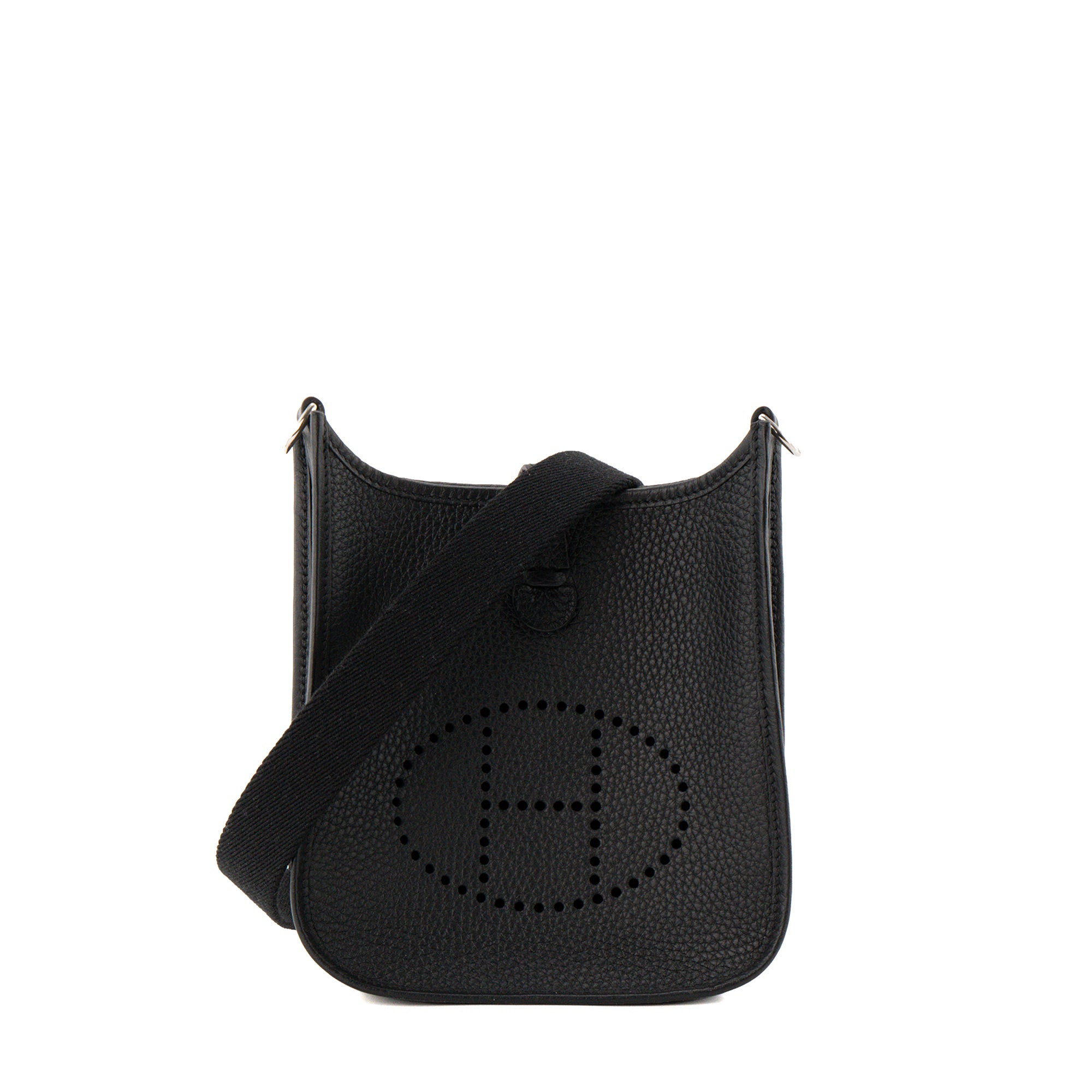 HERMÈS - Sac à bandoulière Evelyne 16 Hermès en cuir clémence noir