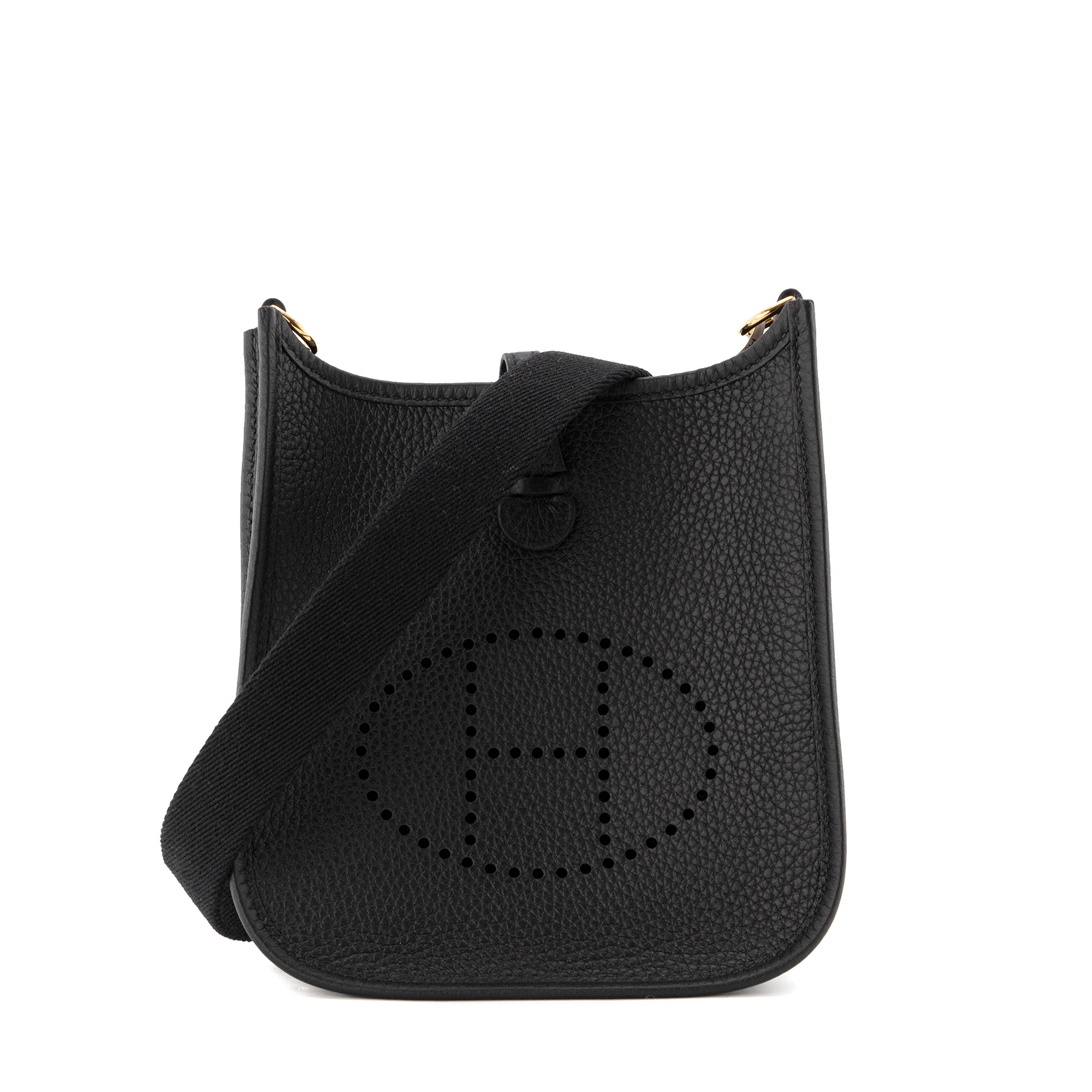 HERMÈS - Sac à bandoulière Evelyne 16 Hermès en cuir clémence noir