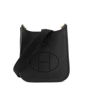 HERMÈS - Sac à bandoulière Evelyne 16 Hermès en cuir clémence noir