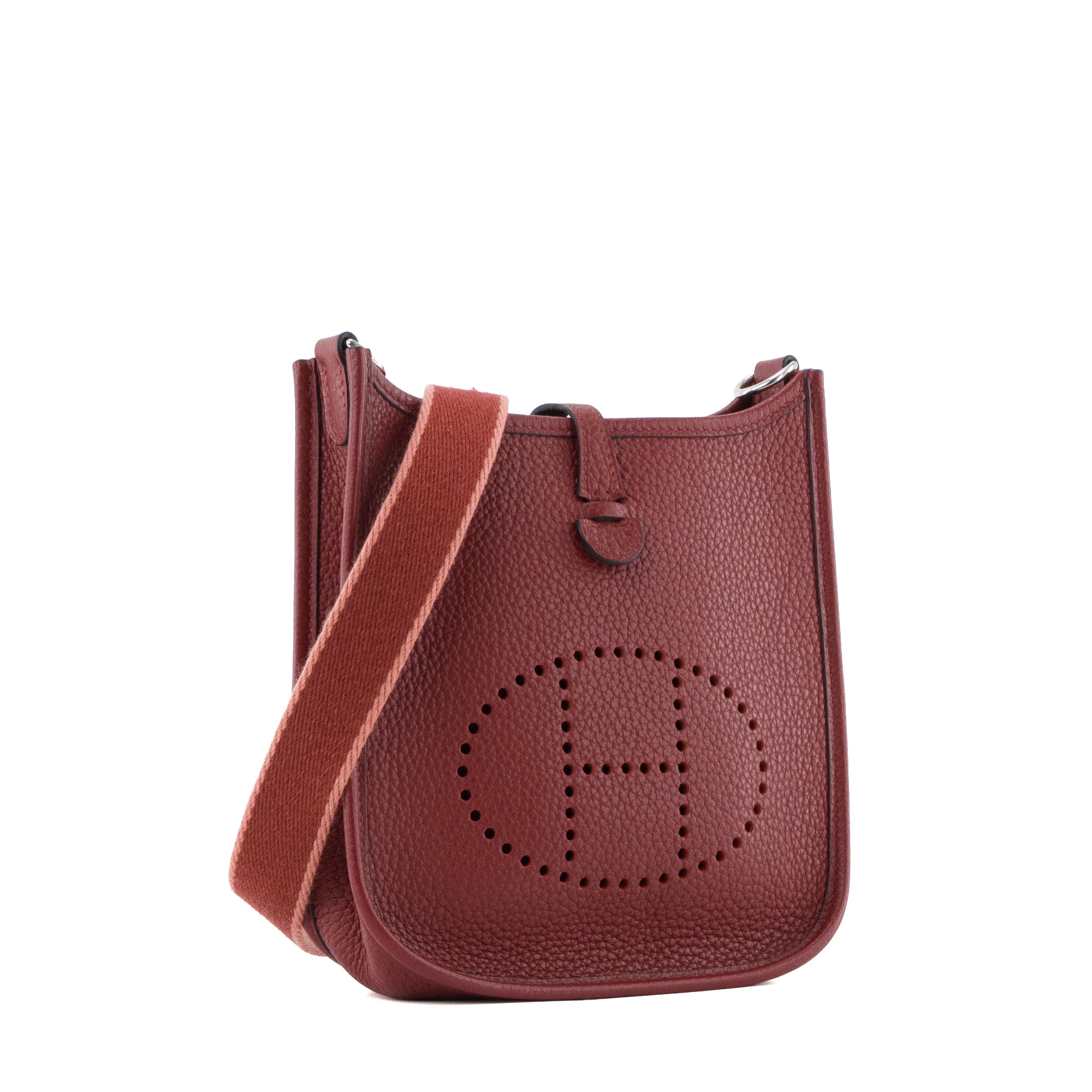 HERMÈS - Sac à bandoulière Evelyne 16 Mini Hermès en cuir clémence taurillon bordeaux