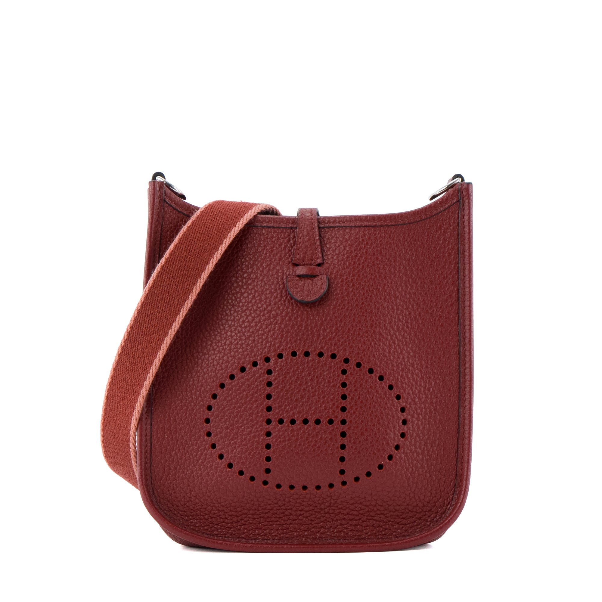HERMÈS - Sac à bandoulière Evelyne 16 Mini Hermès en cuir clémence taurillon bordeaux