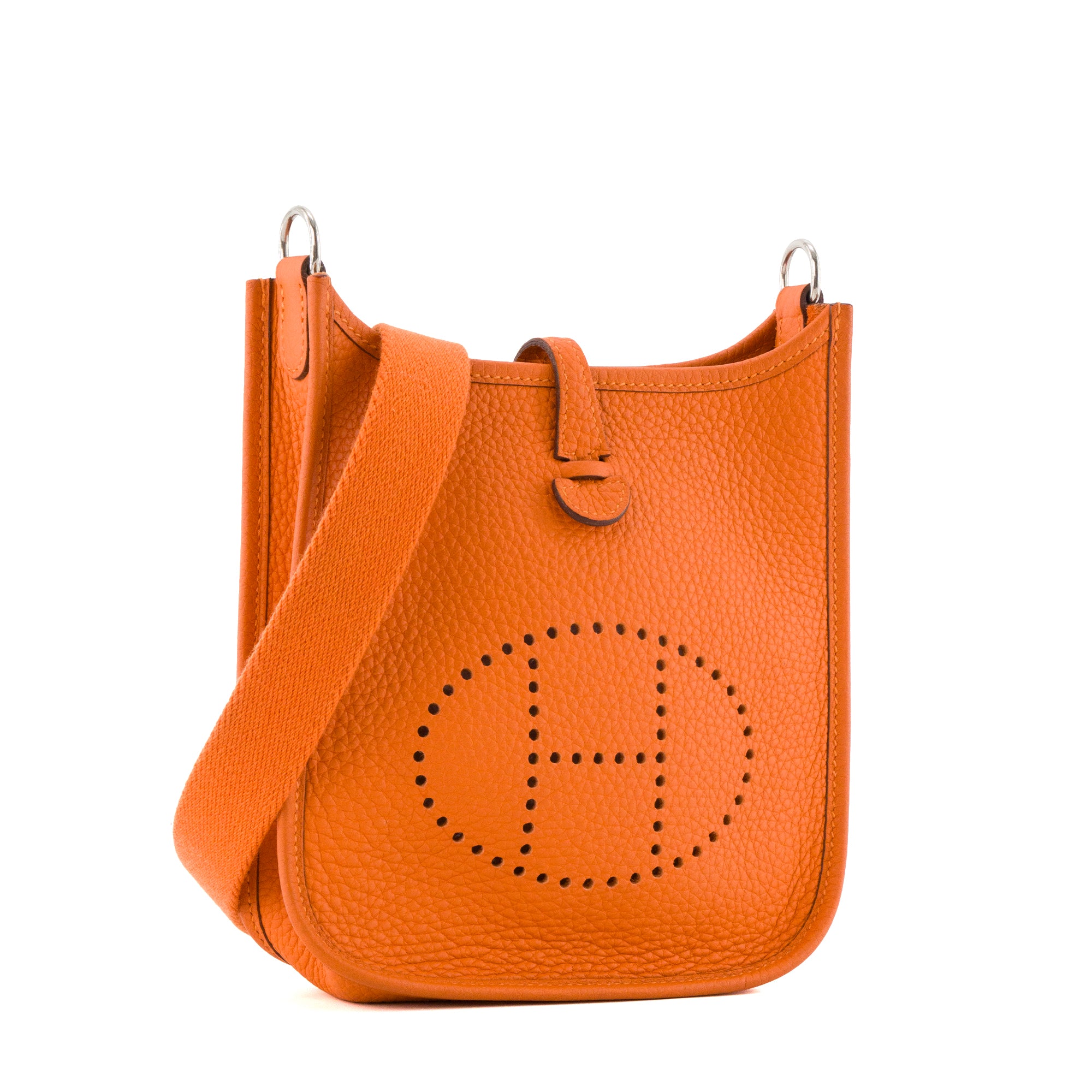 HERMÈS - Sac à bandoulière Evelyne 16 Hermès en cuir grainé orange