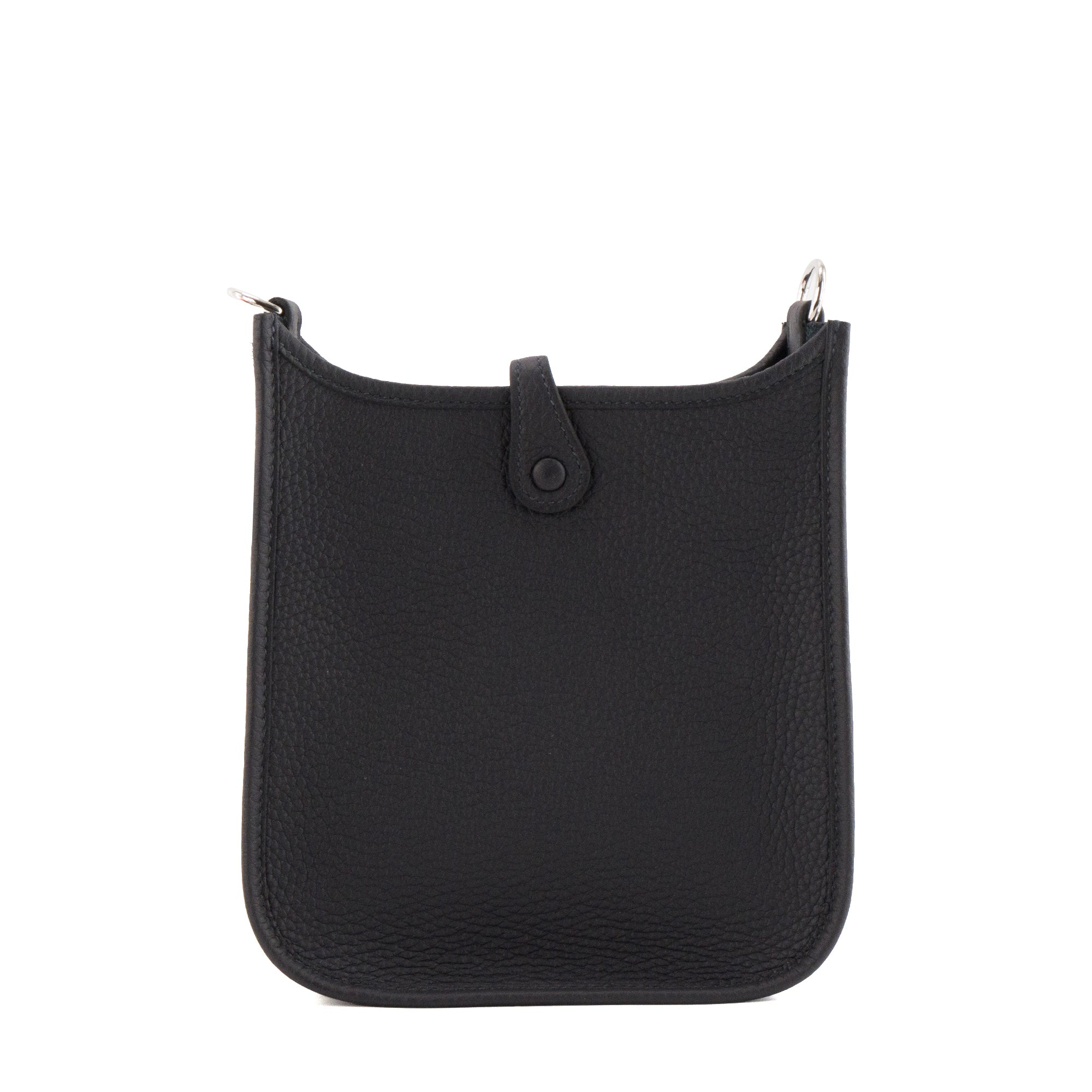 HERMÈS - Sac à bandoulière Evelyne 16 mini Hermès en cuir clémence bleu marine caban