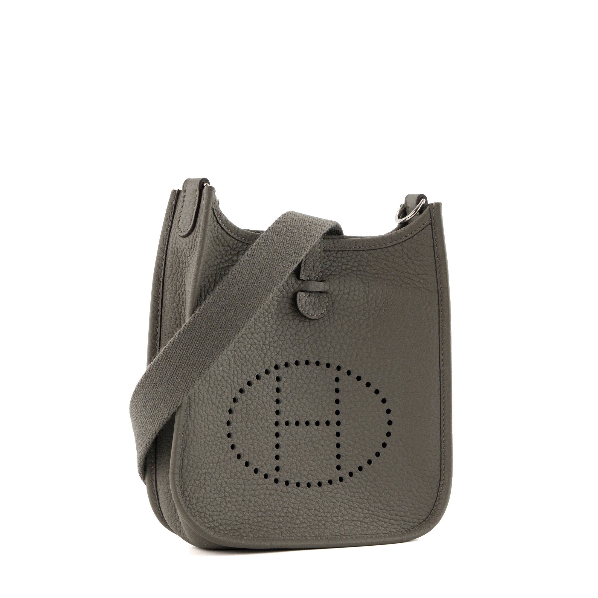 HERMÈS - Sac à bandoulière Evelyne 16 Mini Hermès en cuir clémence gris