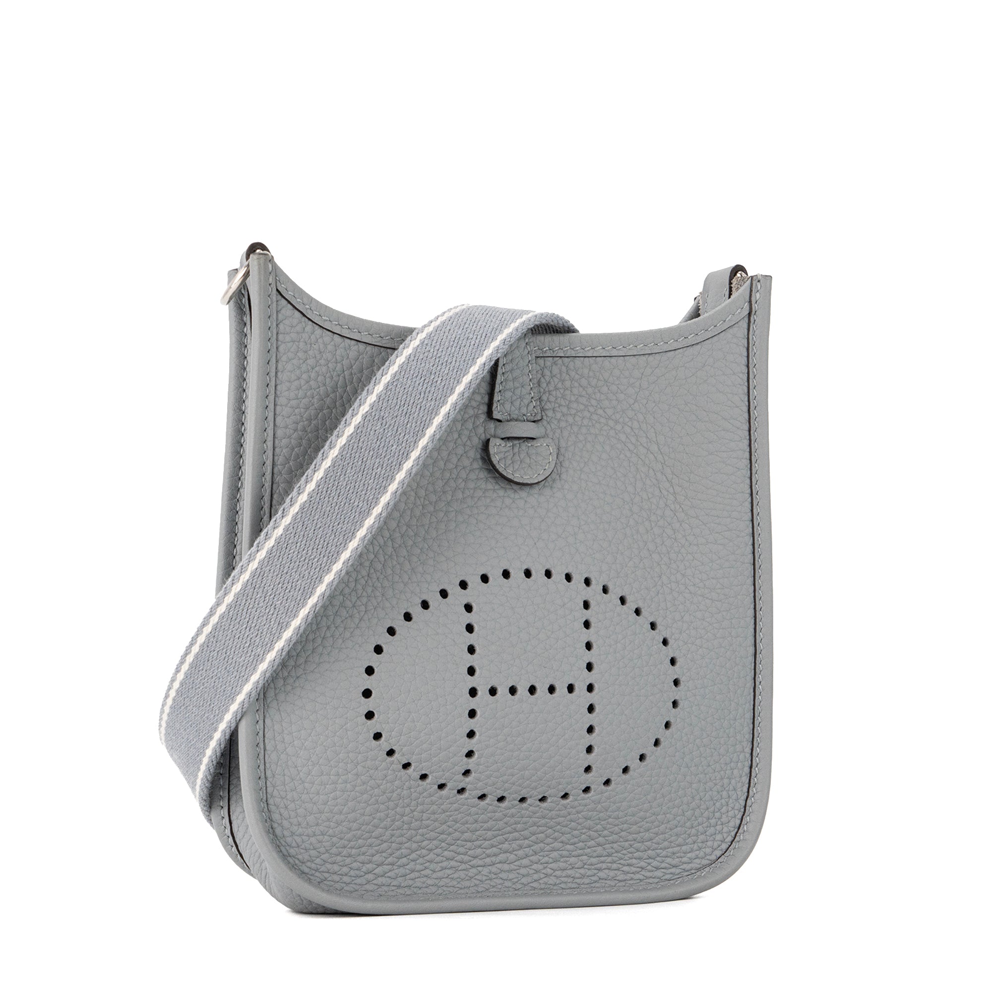 HERMÈS - Sac à bandoulière Evelyne 16 Hermès en cuir clémence gris