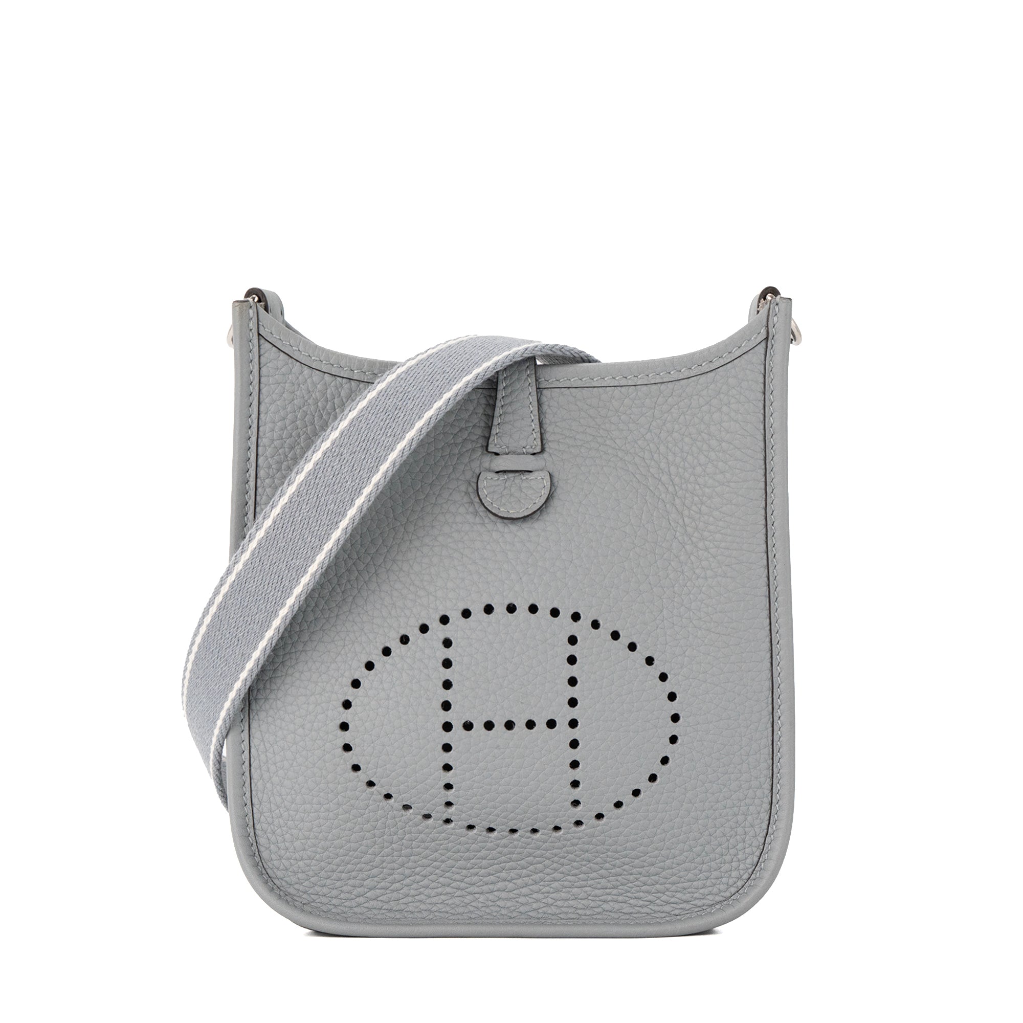 HERMÈS - Sac à bandoulière Evelyne 16 Hermès en cuir clémence gris