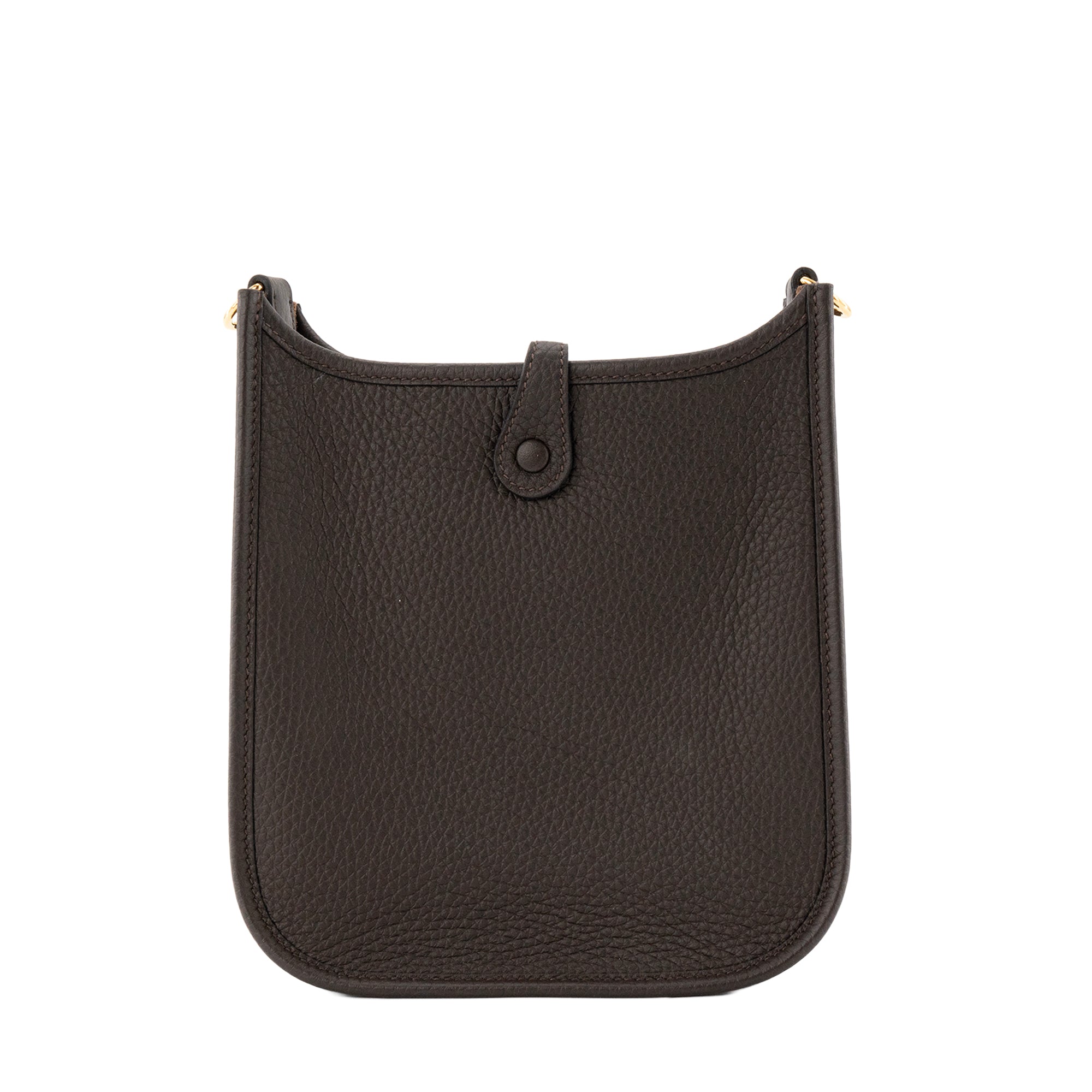 HERMÈS - Sac à bandoulière Evelyne 16 Hermès en cuir clémence marron ébène