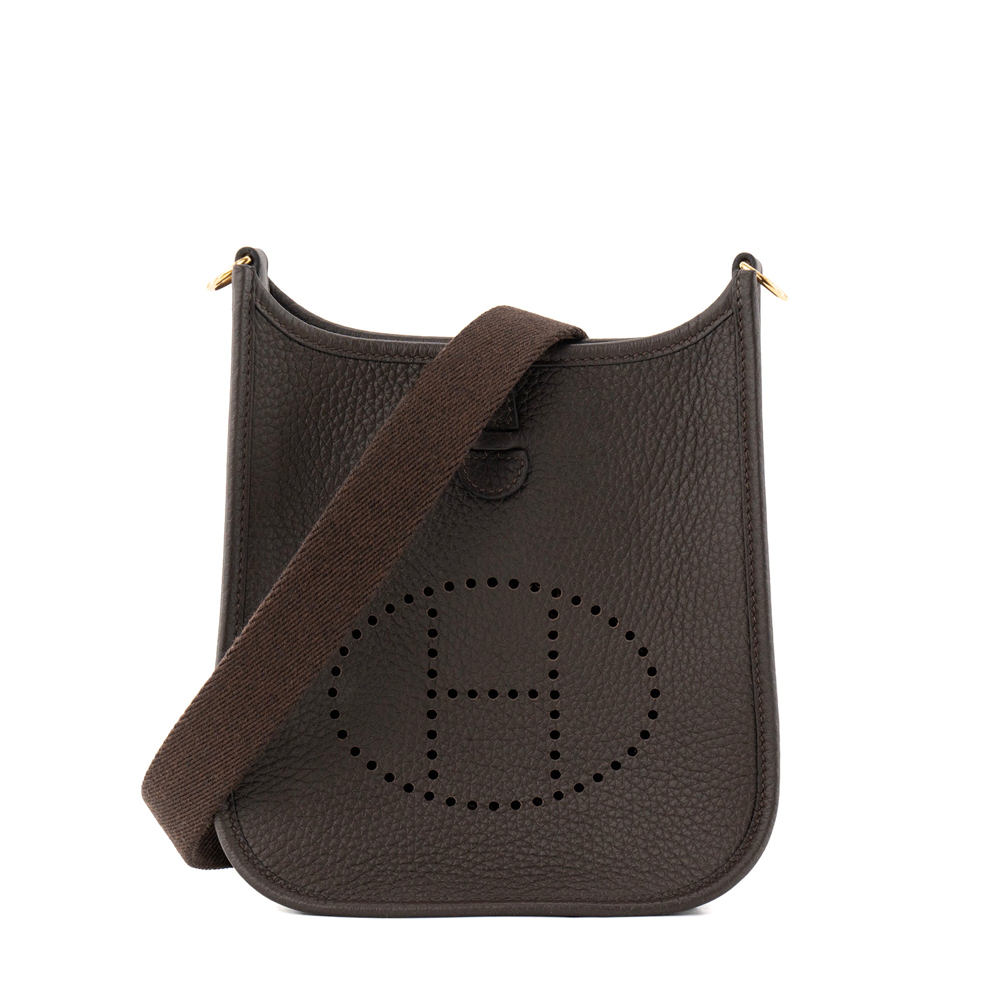 HERMÈS - Sac à bandoulière Evelyne 16 Hermès en cuir clémence marron ébène
