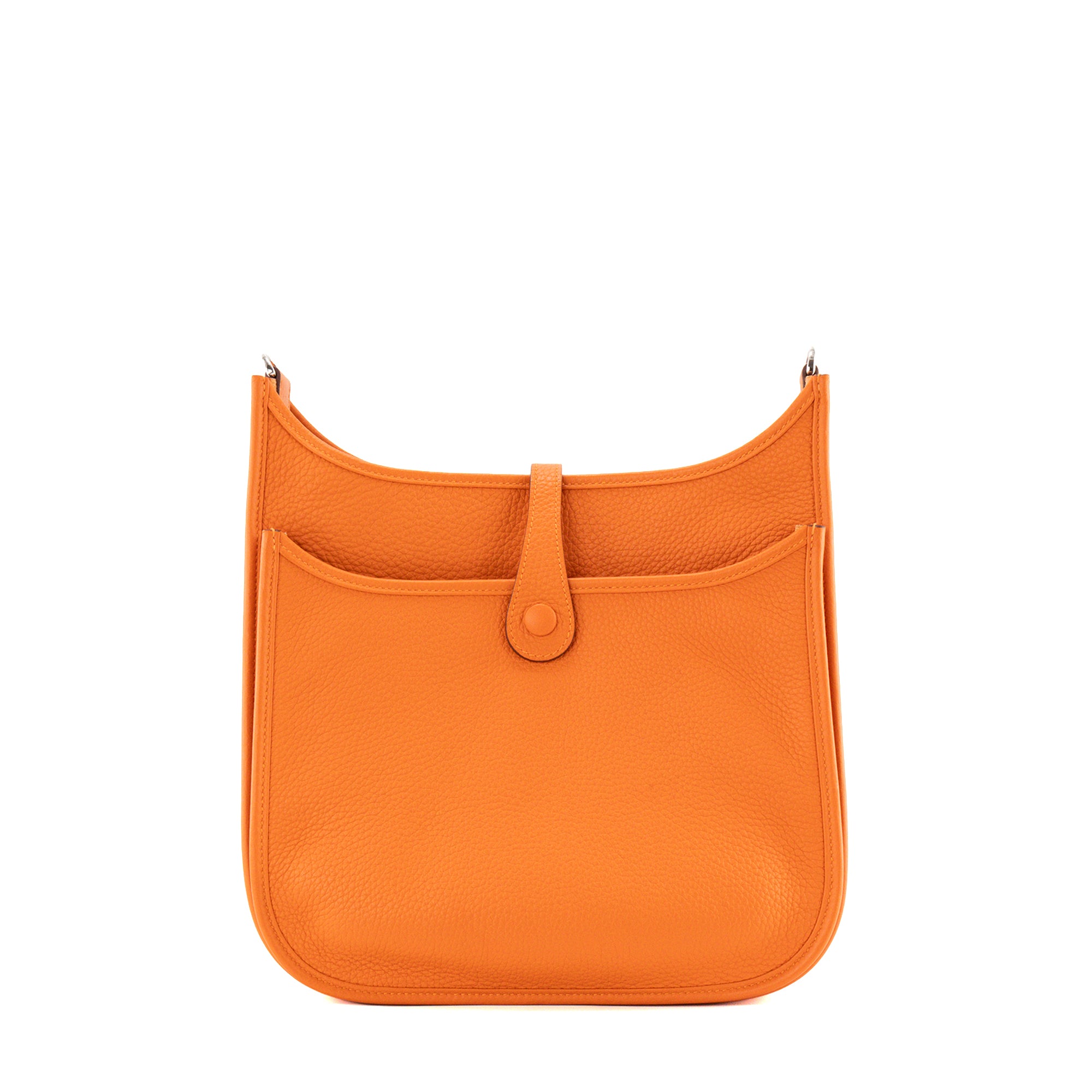 HERMÈS - Sac à bandoulière Evelyne 29 Hermès en cuir clémence orange H