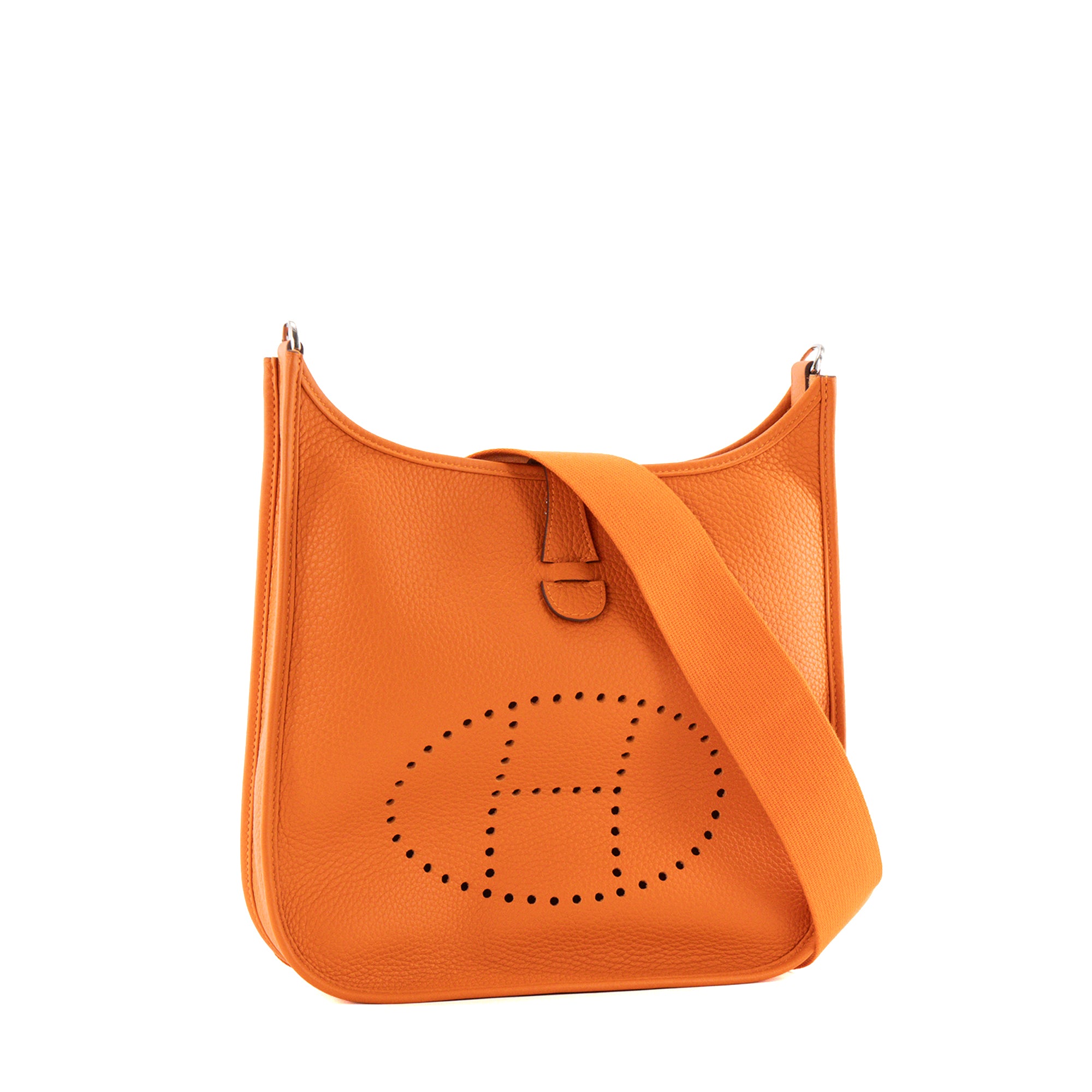 HERMÈS - Sac à bandoulière Evelyne 29 Hermès en cuir clémence orange H