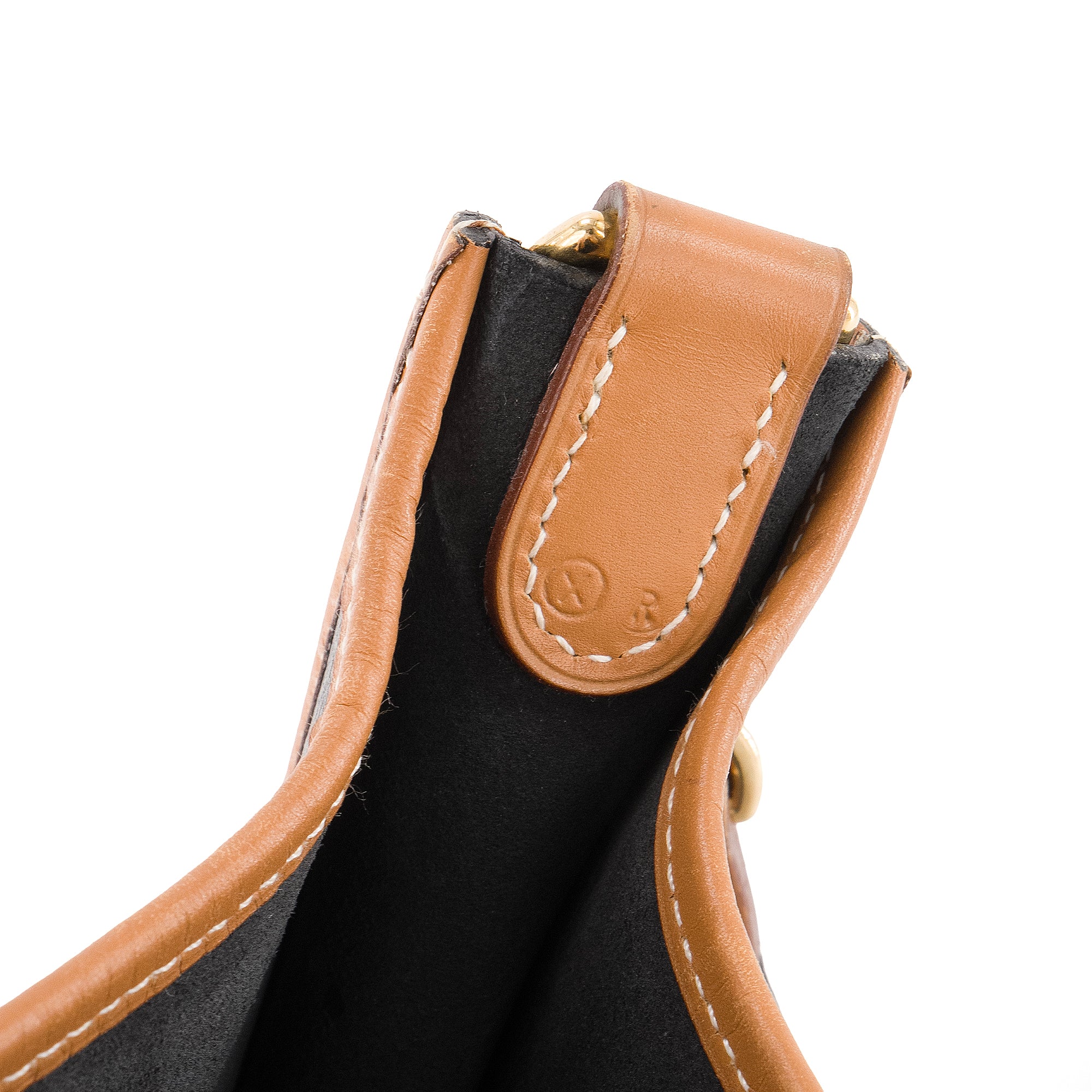 HERMÈS - Sac à bandoulière Evelyne GM Hermès  en cuir noir et marron vintage