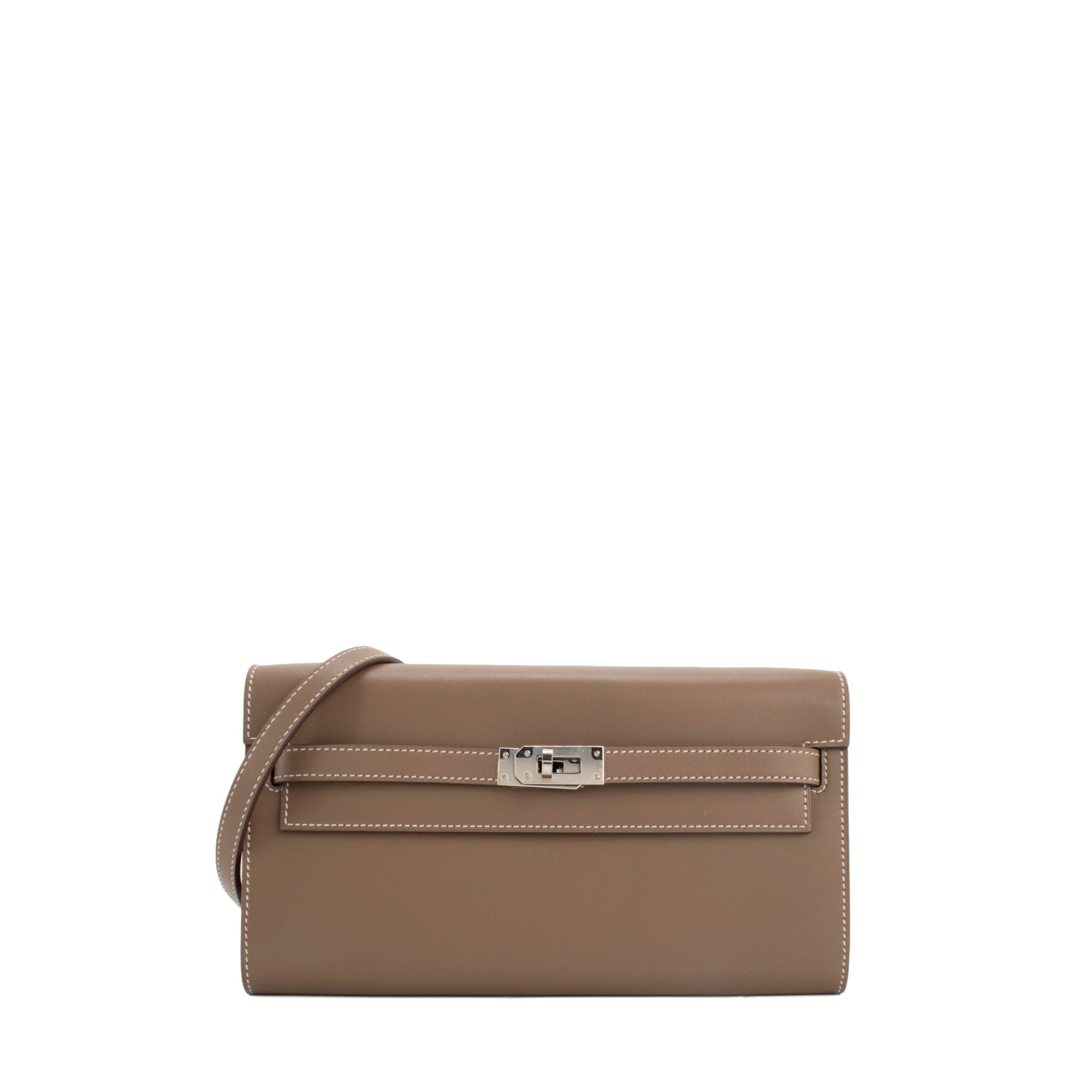 HERMÈS - Sac à bandoulière Kelly To Go Hermès en cuir tadelakt étoupe