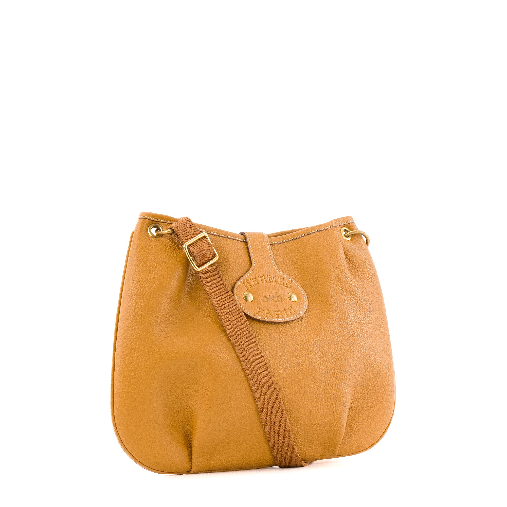 HERMÈS - Sac à bandoulière Rodéo Hermès en cuir clémence marron vintage