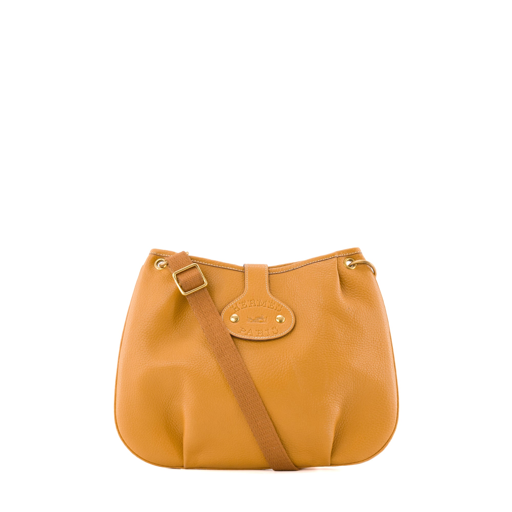 HERMÈS - Sac à bandoulière Rodéo Hermès en cuir clémence marron vintage