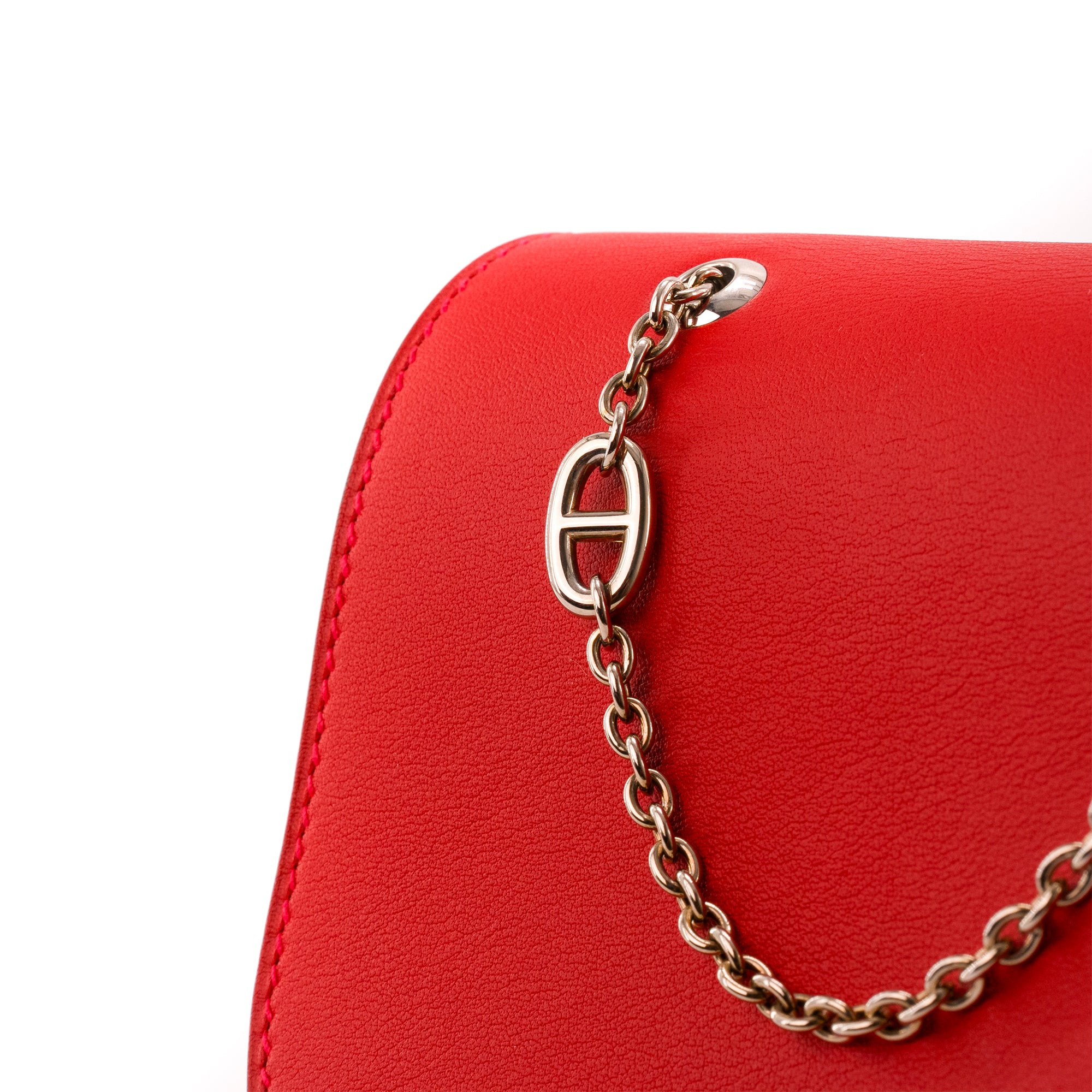 HERMÈS - Sac à épaule Caténina Hermès en cuir swift rouge
