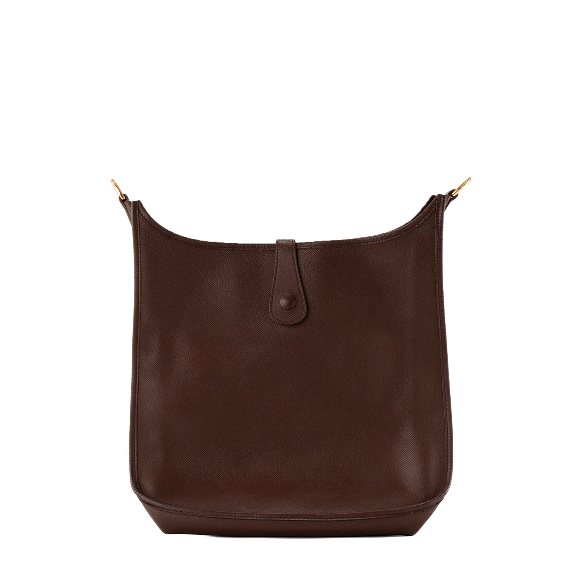 HERMÈS - Sac à épaule Evelyne GM Hermès en cuir Epsom marron vintage