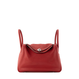 HERMÈS - Sac à épaule Lindy 30 Hermès en cuir togo rouge