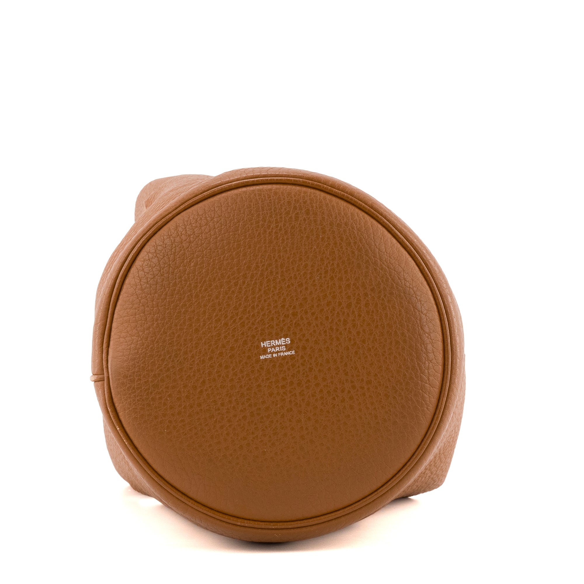 HERMÈS - Sac à épaule Mangeoire Hermès en cuir clémence taurillon gold