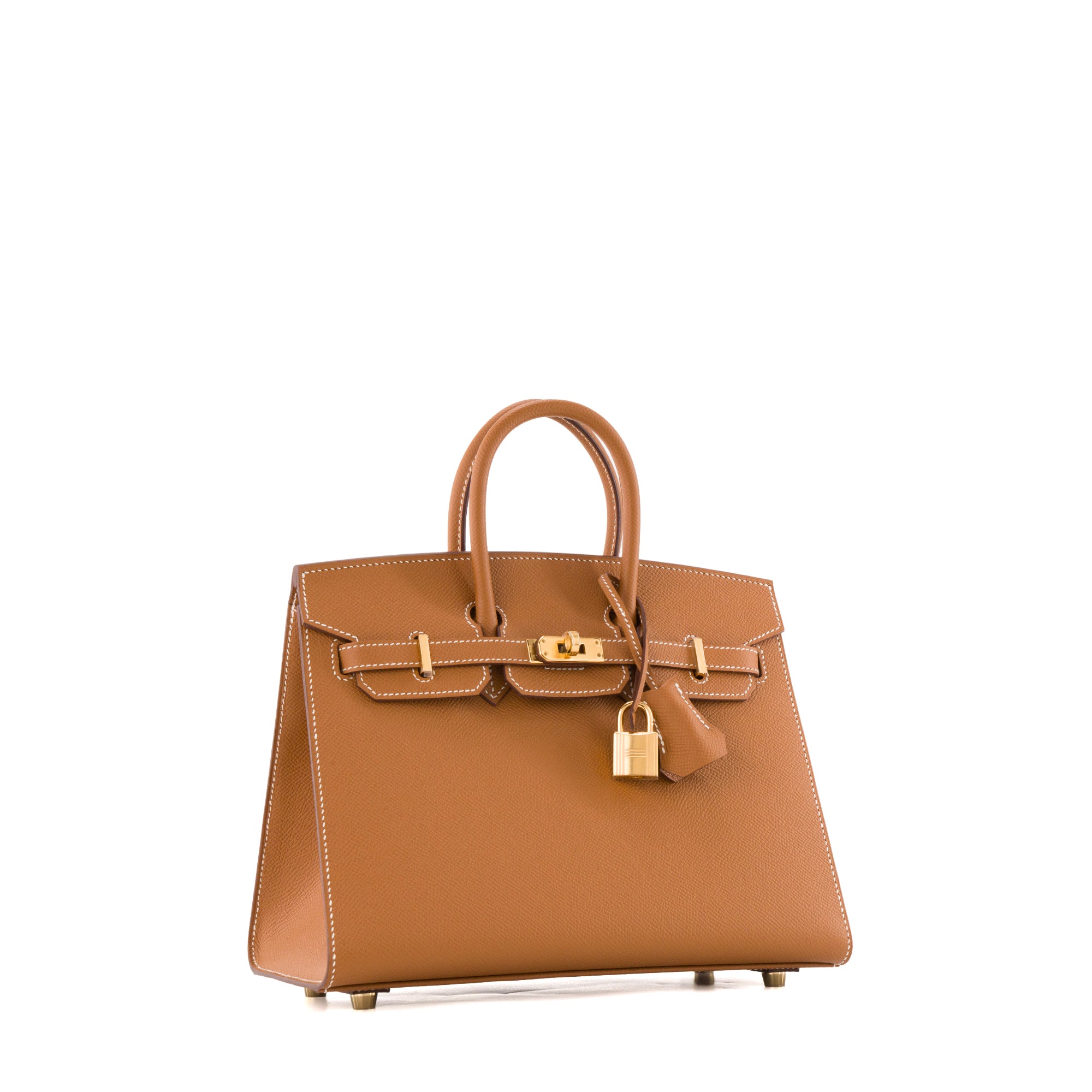 HERMÈS - Sac à main Birkin 25 Hermès en cuir epsom marron gold