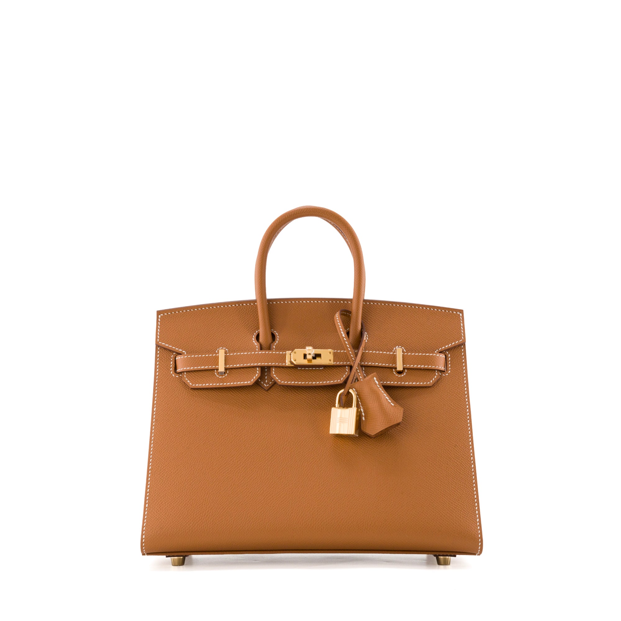HERMÈS - Sac à main Birkin 25 Hermès en cuir epsom marron gold