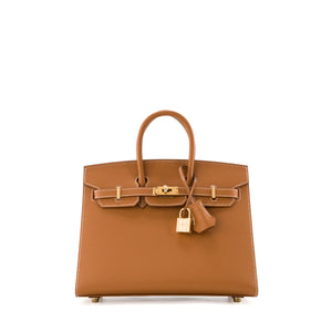 HERMÈS - Sac à main Birkin 25 Hermès en cuir epsom marron gold