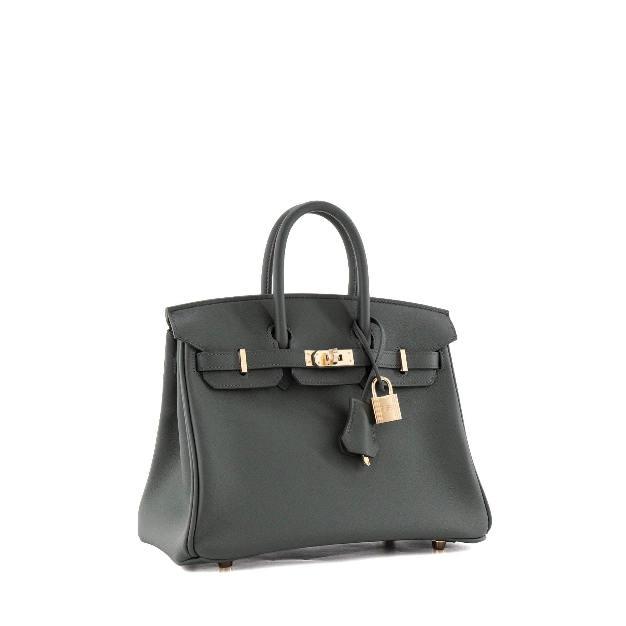 HERMÈS - Sac à main Birkin 25 Hermès en cuir swift vert mangrove