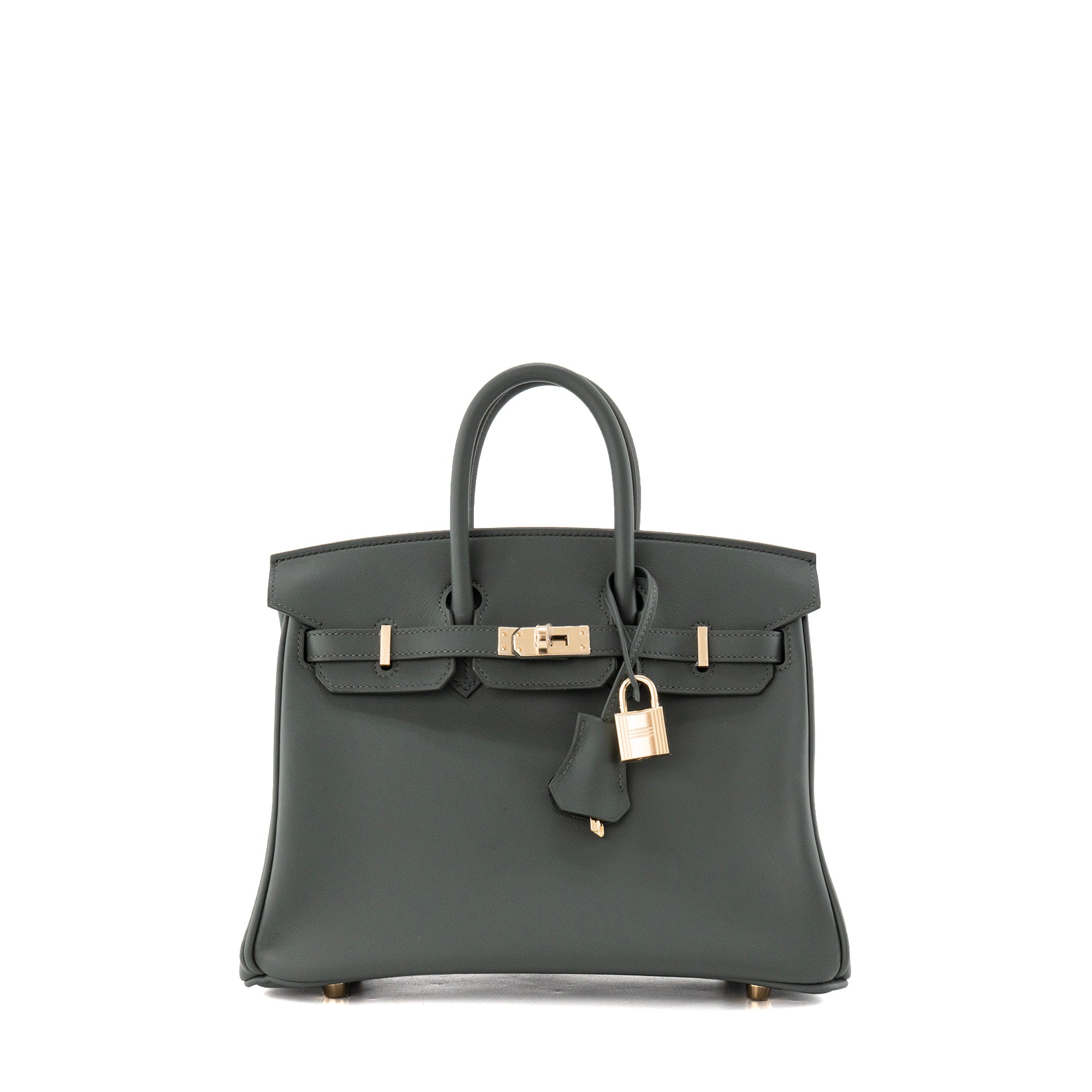 HERMÈS - Sac à main Birkin 25 Hermès en cuir swift vert mangrove