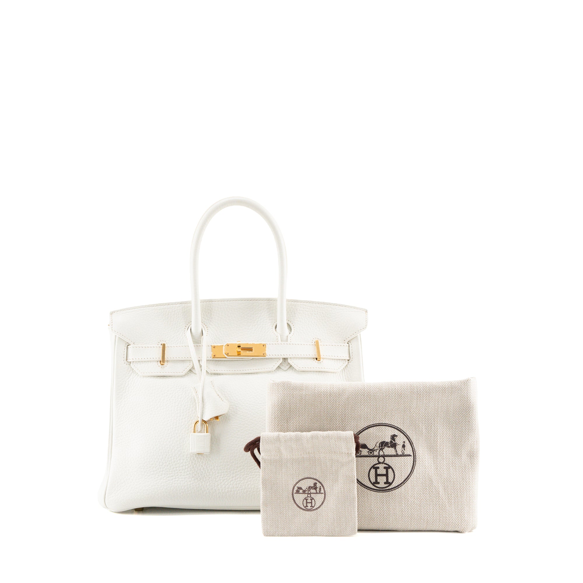 HERMÈS - Sac à main Birkin 30 Hermès en cuir togo blanc