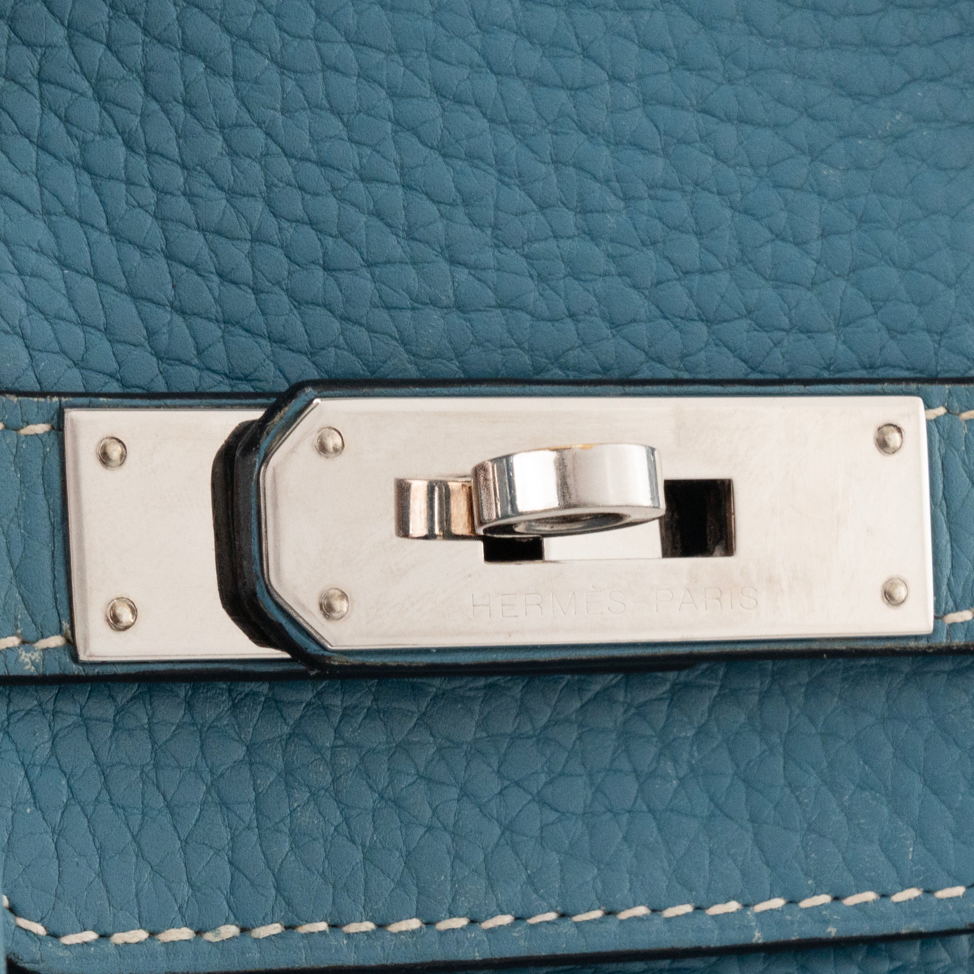 HERMÈS - Sac à main Birkin 35 Hermès en cuir clémence bleu jean