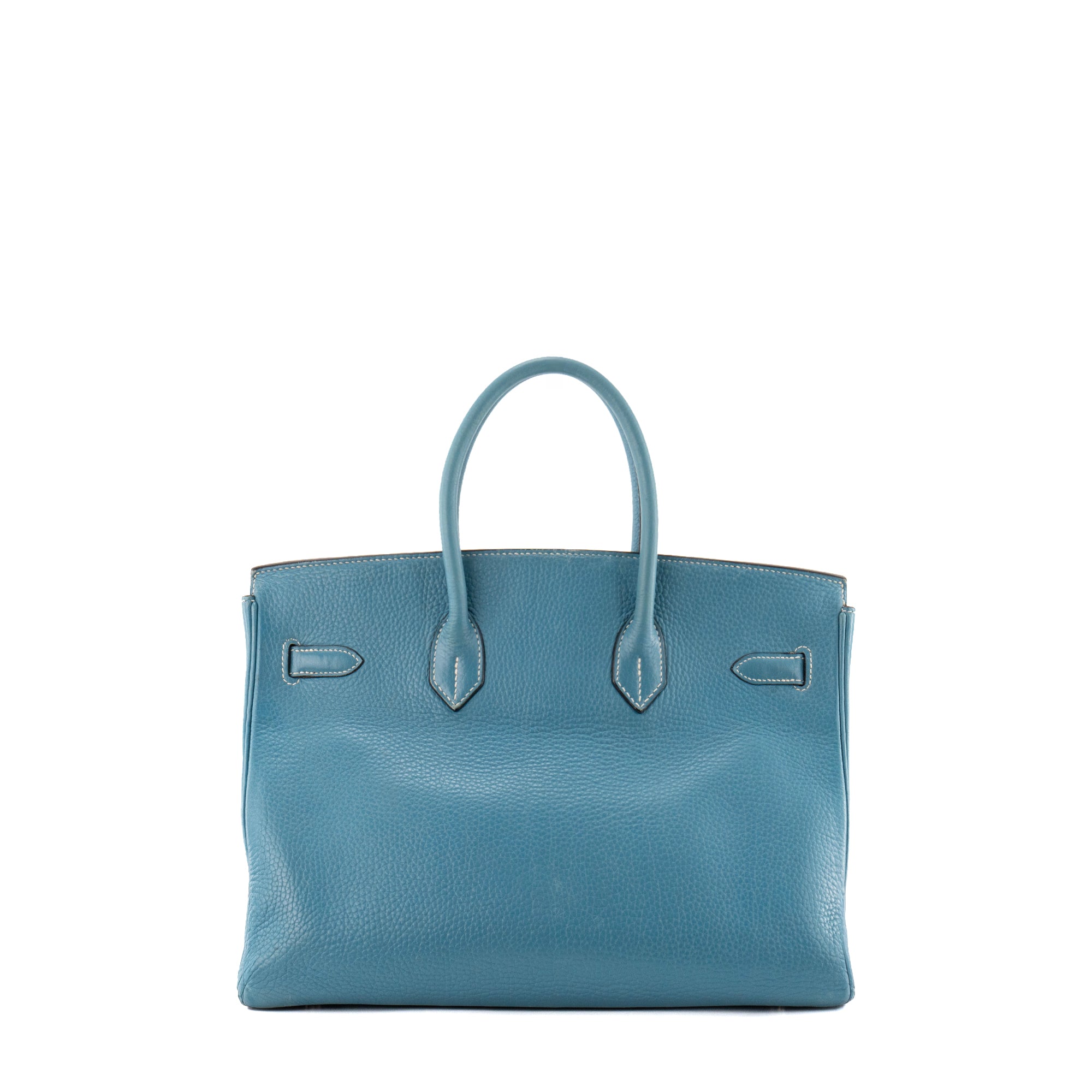HERMÈS - Sac à main Birkin 35 Hermès en cuir clémence bleu jean