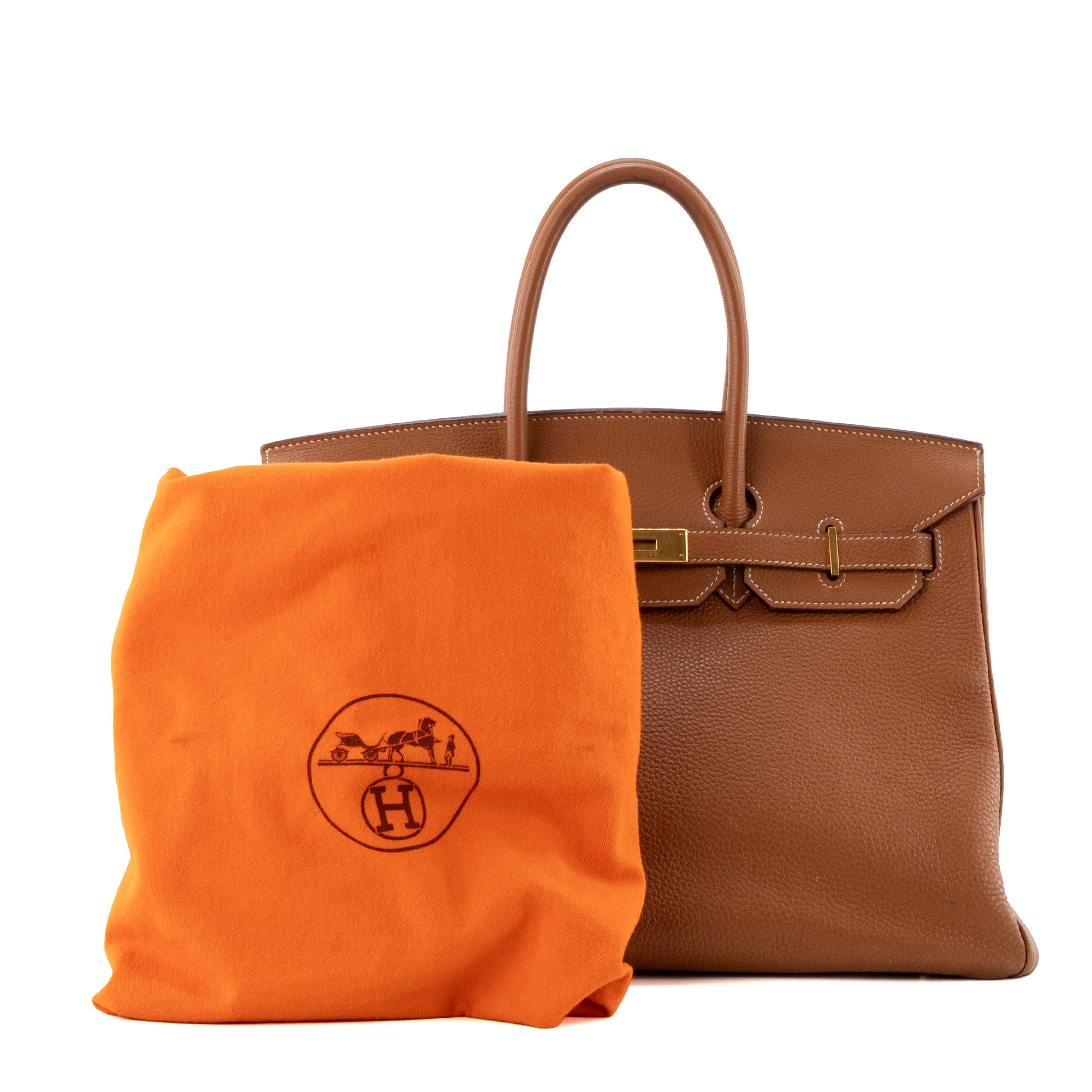 HERMÈS - Sac à main Birkin 35 Hermès en cuir clémence gold