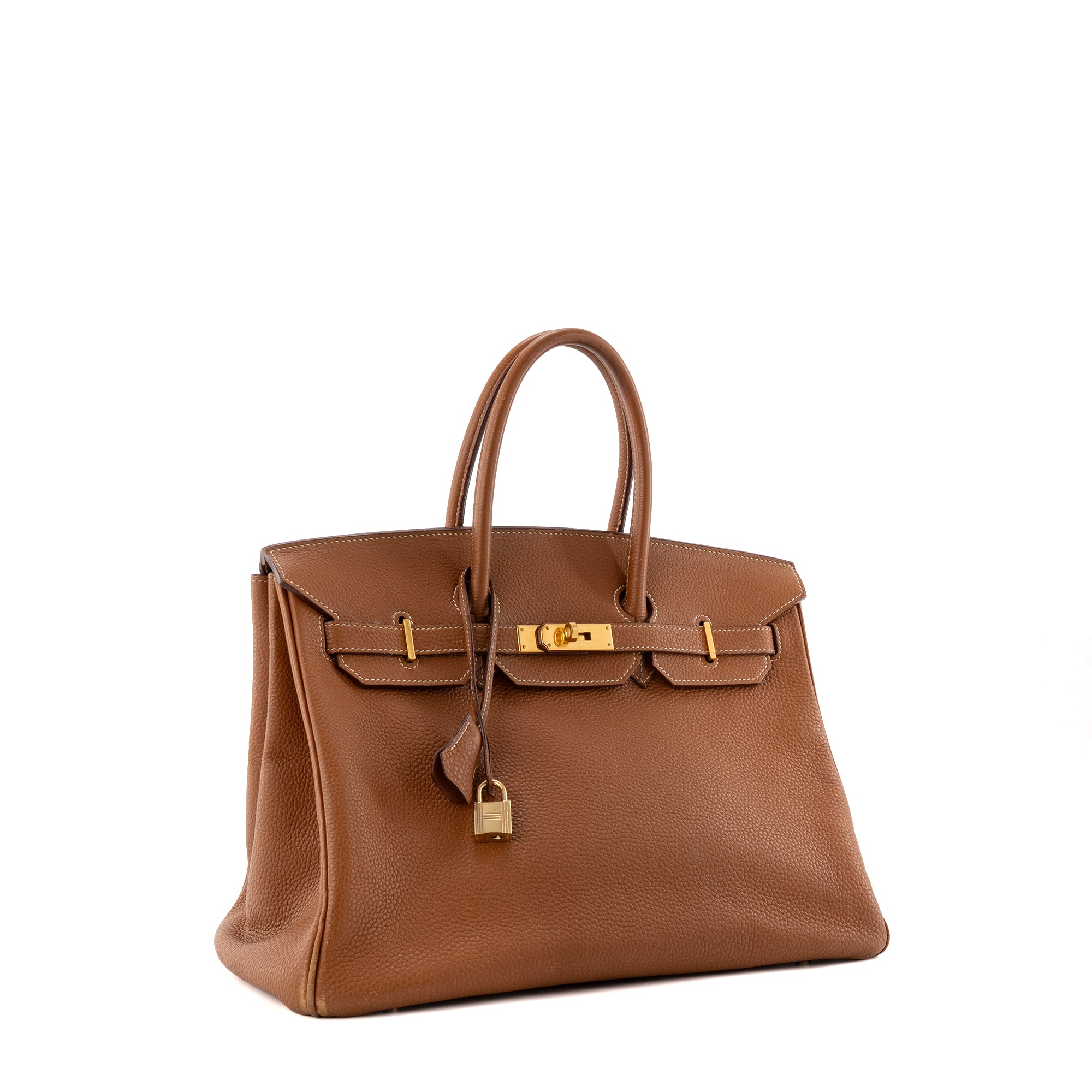 HERMÈS - Sac à main Birkin 35 Hermès en cuir clémence gold