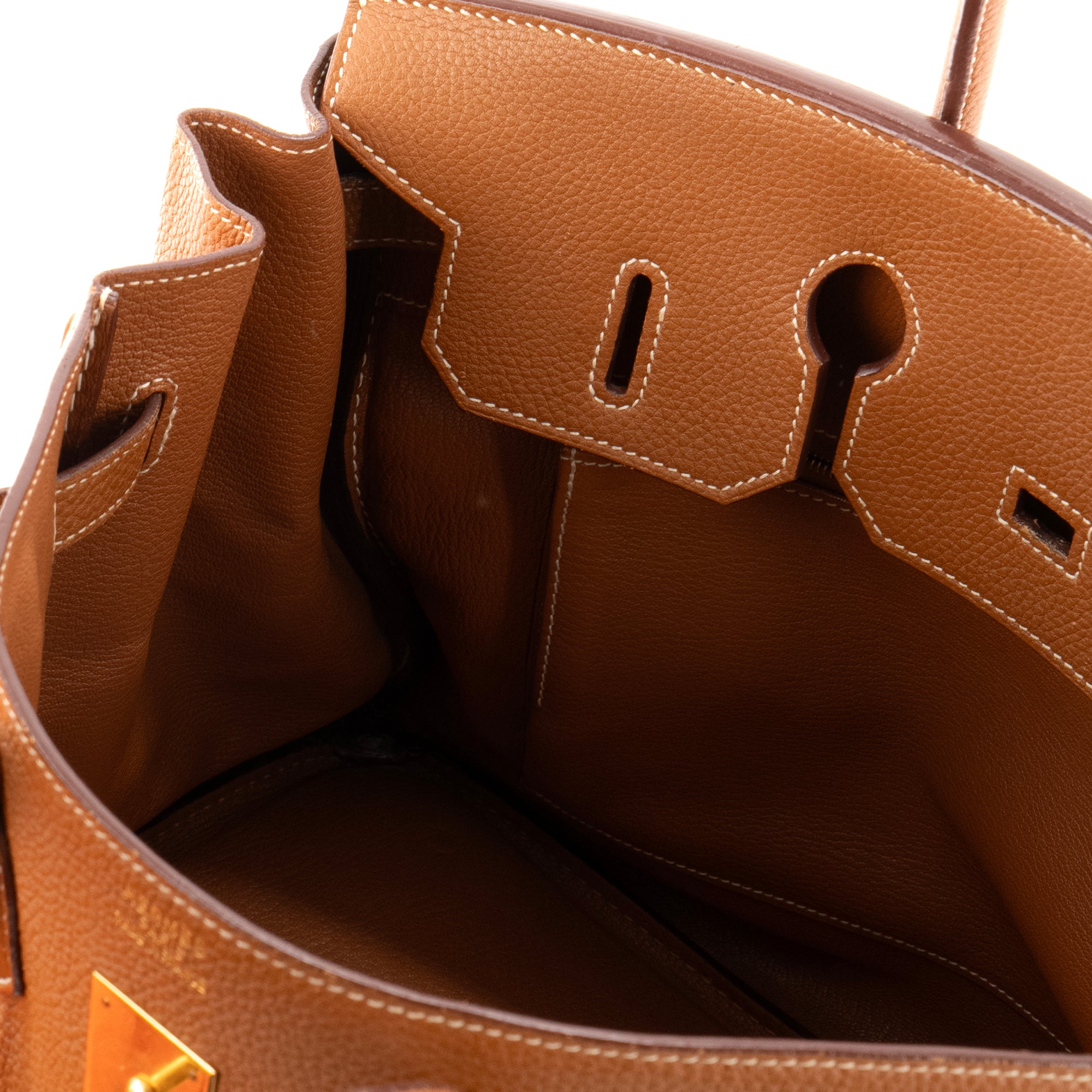 HERMÈS - Sac à main Birkin 35 Hermès en cuir clémence gold