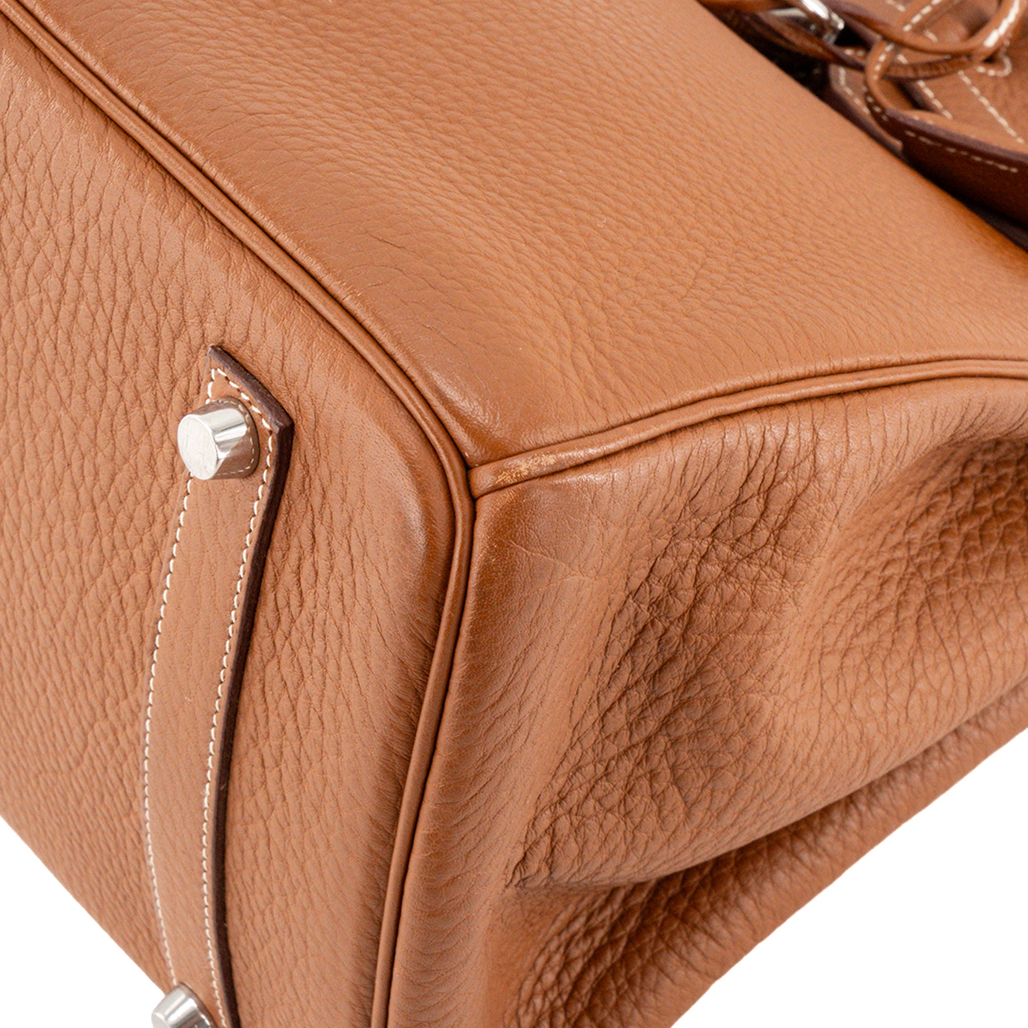 HERMÈS - Sac à main Birkin 35 Hermès en cuir clémence marron gold