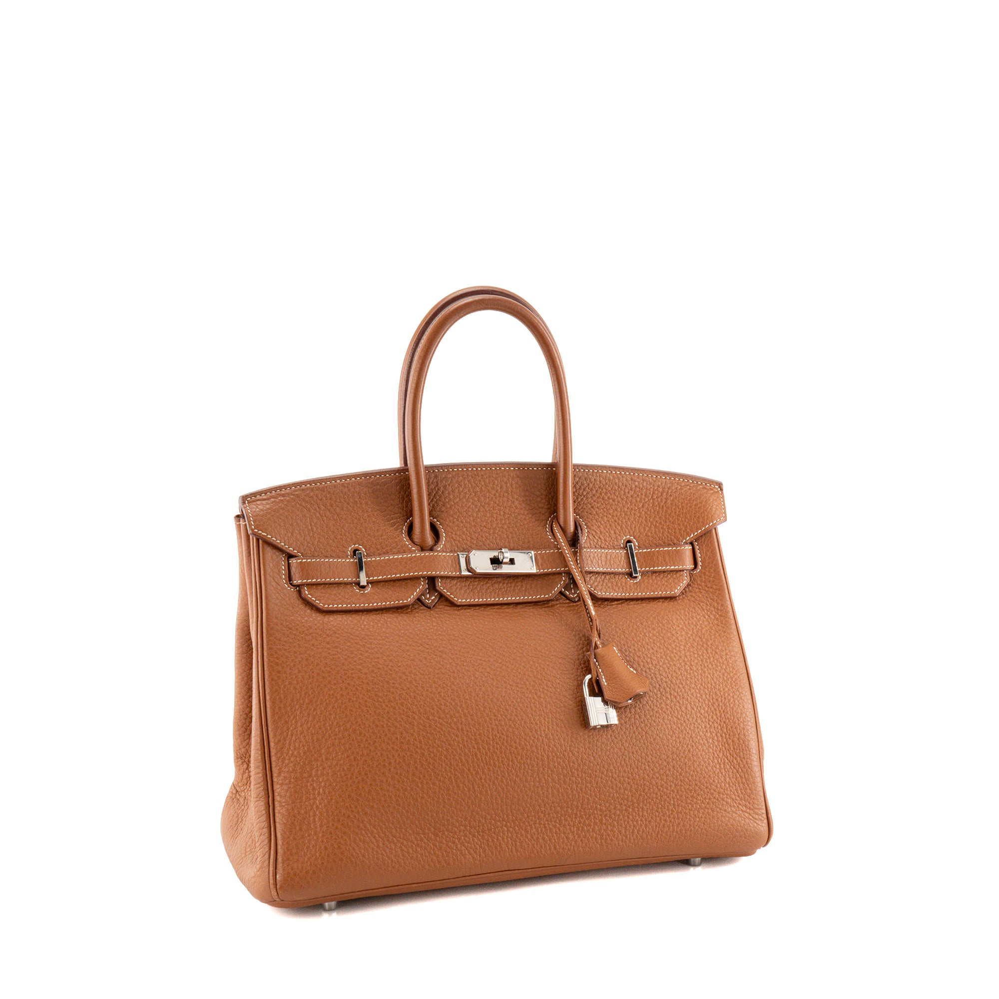 HERMÈS - Sac à main Birkin 35 Hermès en cuir clémence marron gold