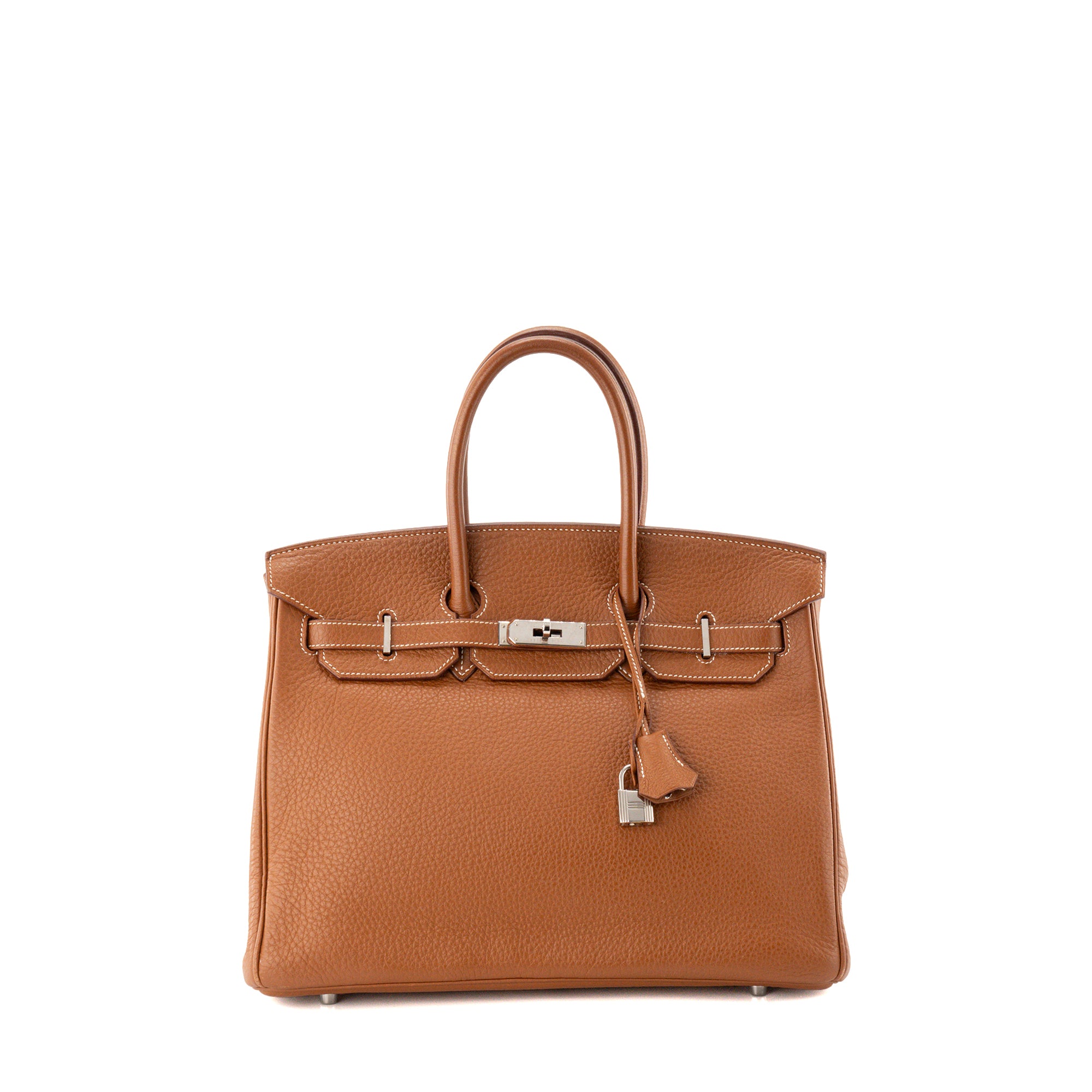 HERMÈS - Sac à main Birkin 35 Hermès en cuir clémence marron gold