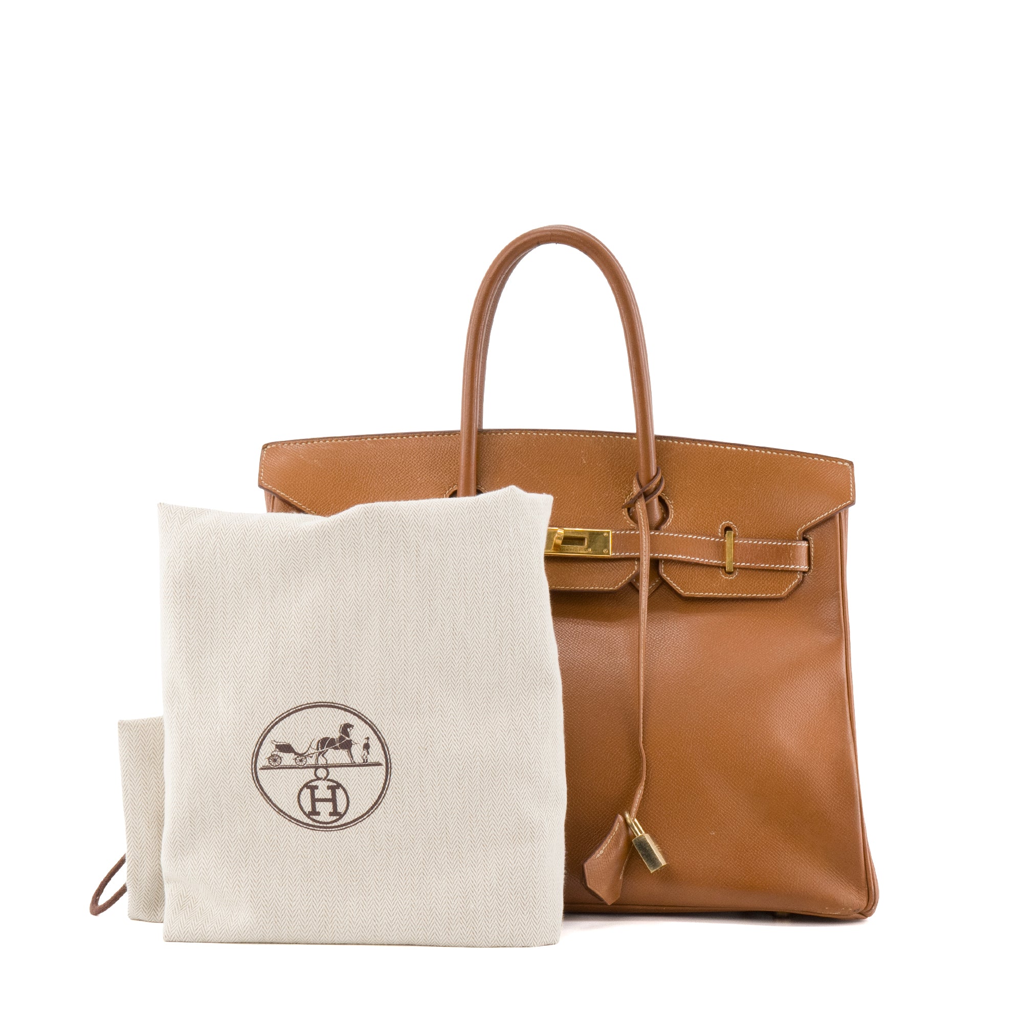 HERMÈS - Sac à main Birkin 35 Hermès en cuir epsom gold vintage