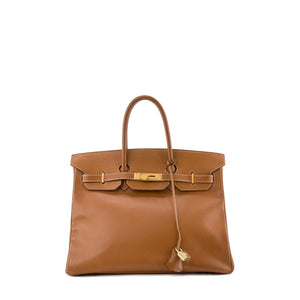 HERMÈS - Sac à main Birkin 35 Hermès en cuir epsom gold vintage