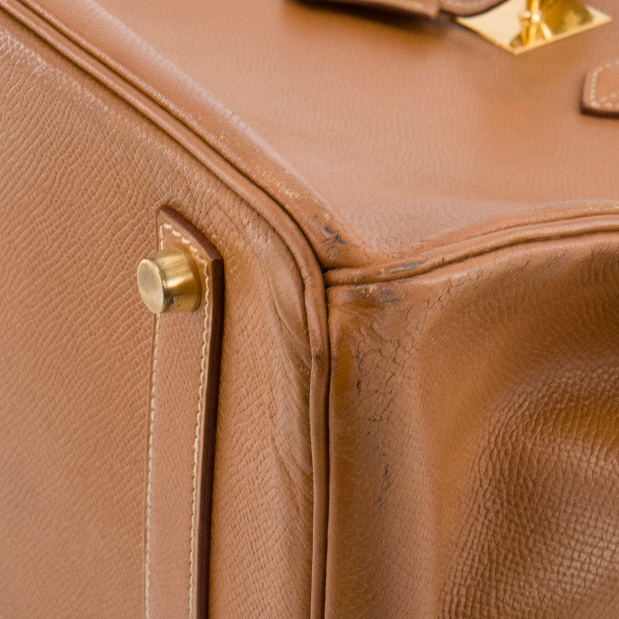 HERMÈS - Sac à main Birkin 35 Hermès en cuir epsom gold vintage