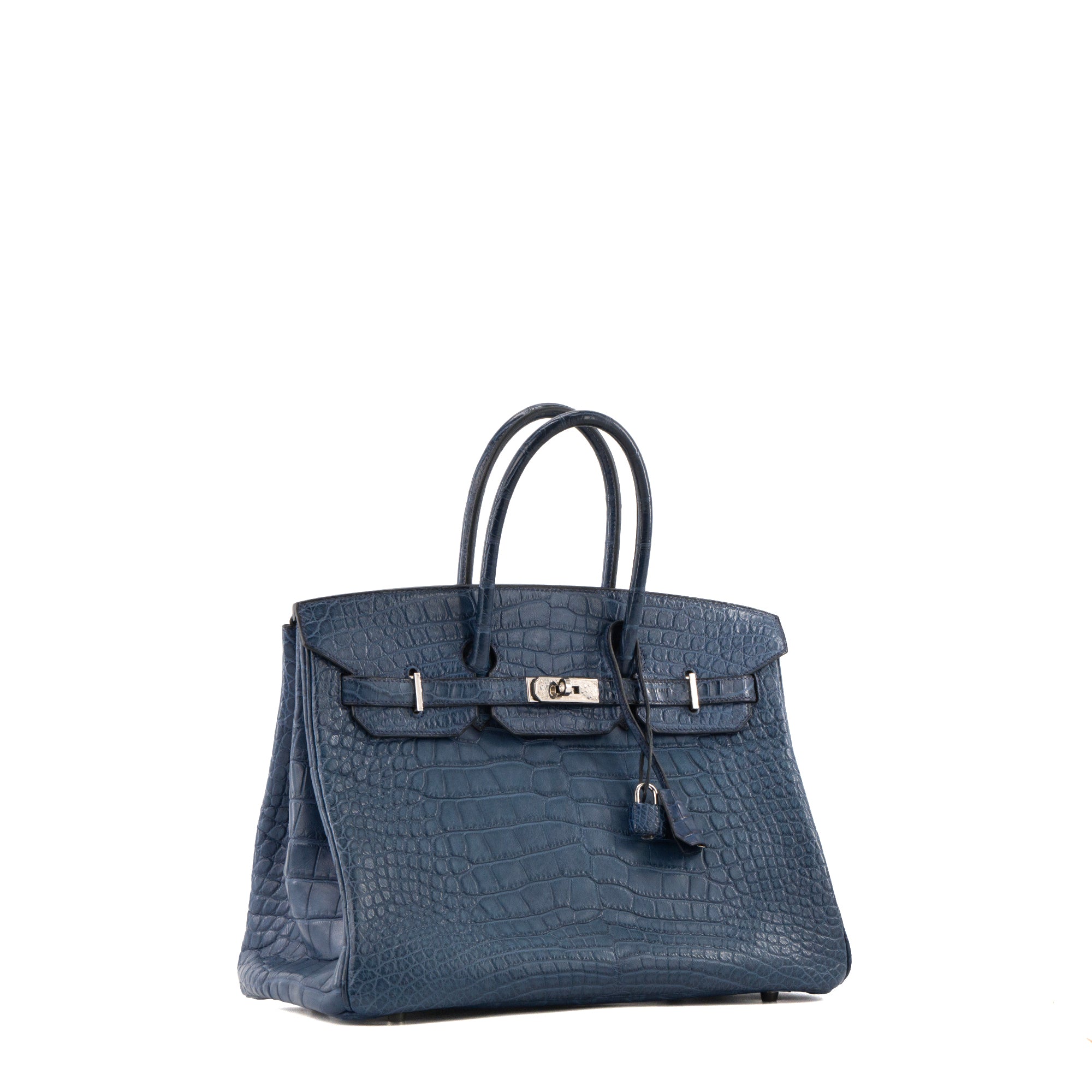 HERMÈS - Sac à main Birkin 35 Hermès en cuir exotique crocodile bleu