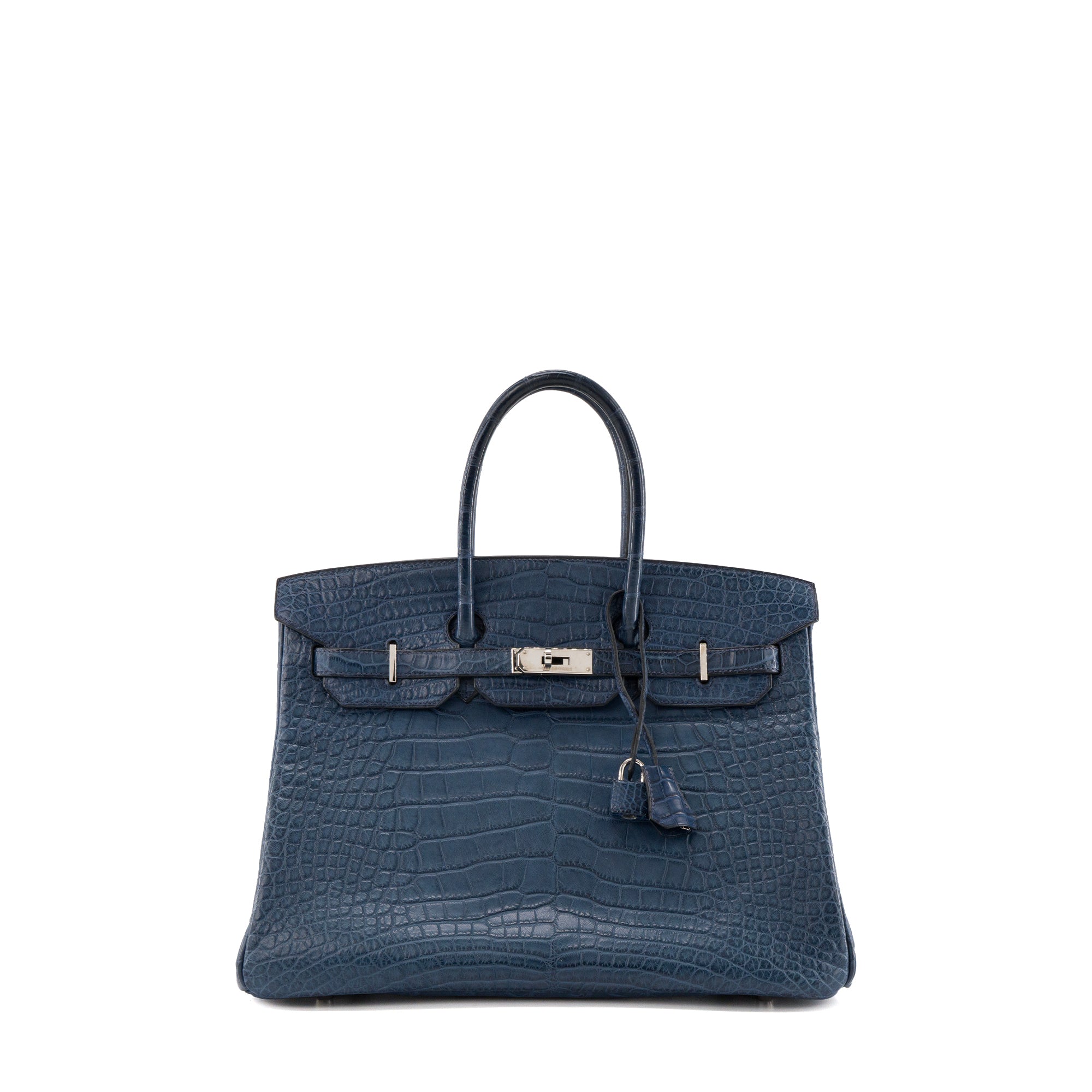 HERMÈS - Sac à main Birkin 35 Hermès en cuir exotique crocodile bleu
