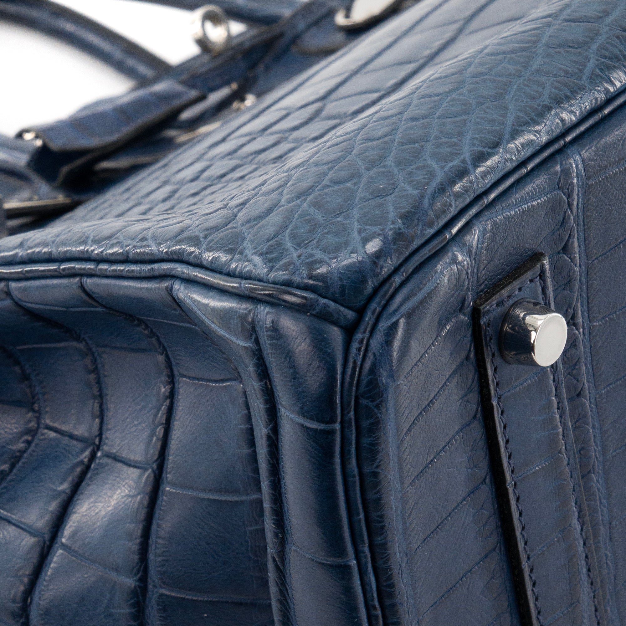 HERMÈS - Sac à main Birkin 35 Hermès en cuir exotique crocodile bleu