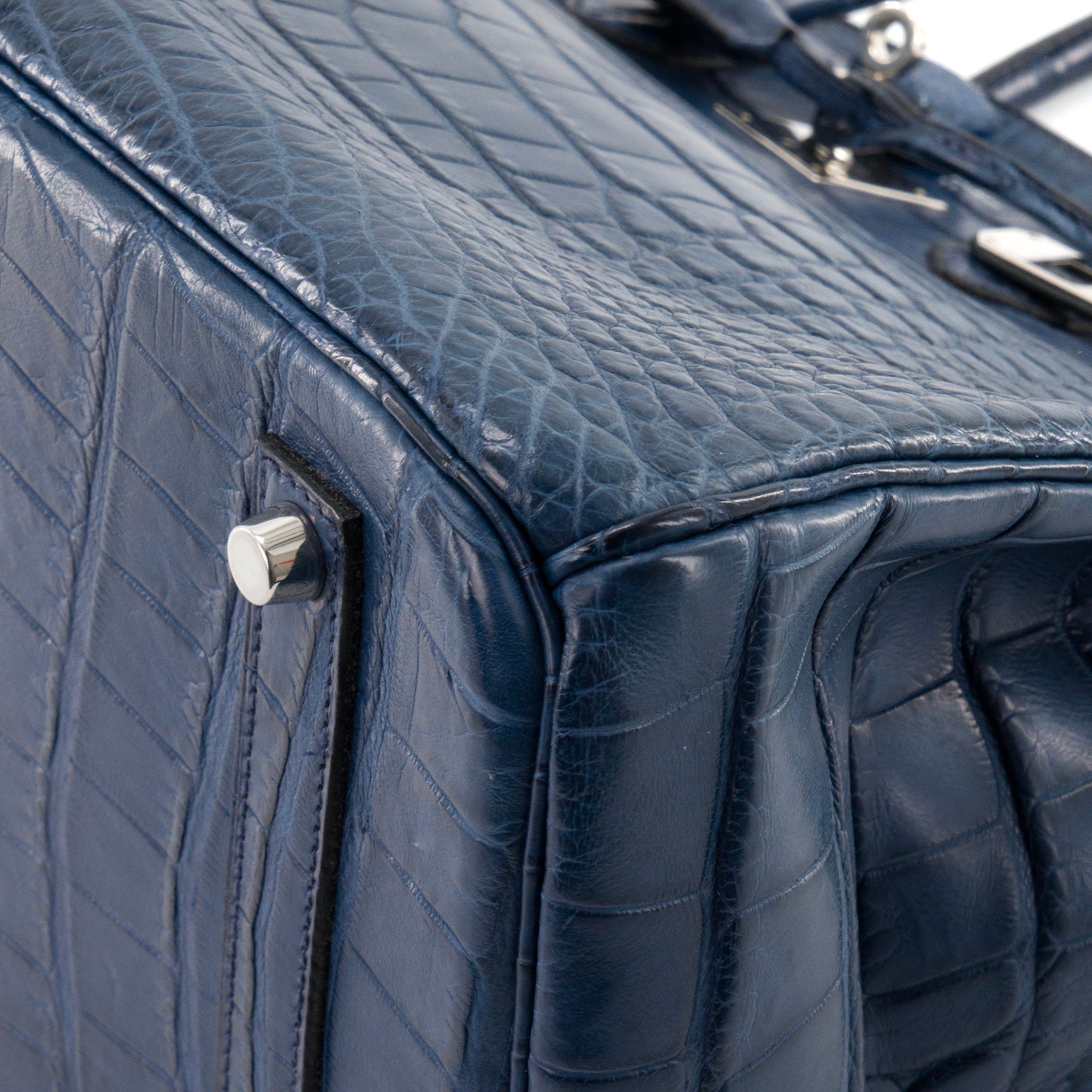 HERMÈS - Sac à main Birkin 35 Hermès en cuir exotique crocodile bleu