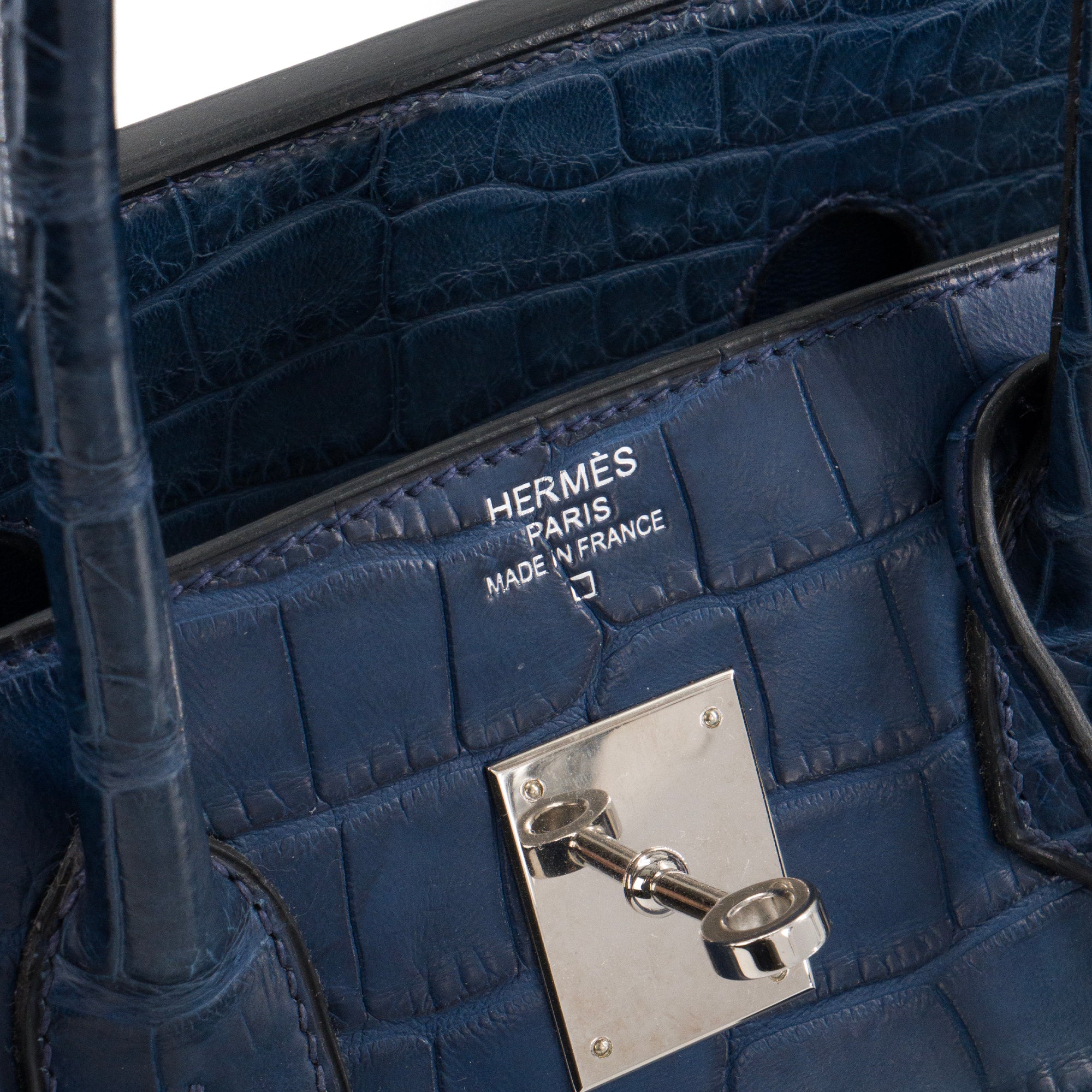 HERMÈS - Sac à main Birkin 35 Hermès en cuir exotique crocodile bleu