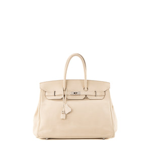 HERMÈS - Sac à main Birkin 35 Hermès en cuir Swift craie beige