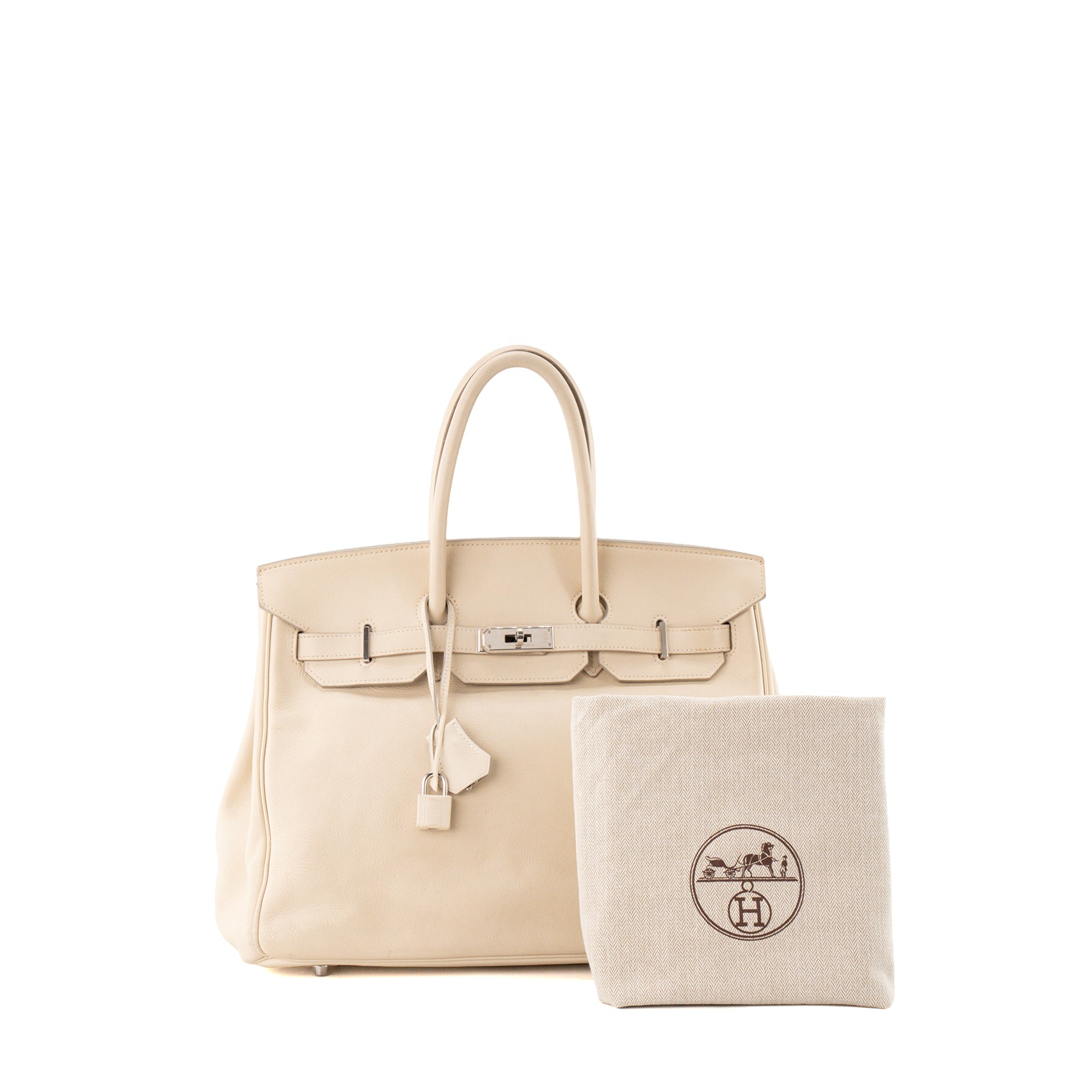 HERMÈS - Sac à main Birkin 35 Hermès en cuir Swift craie beige