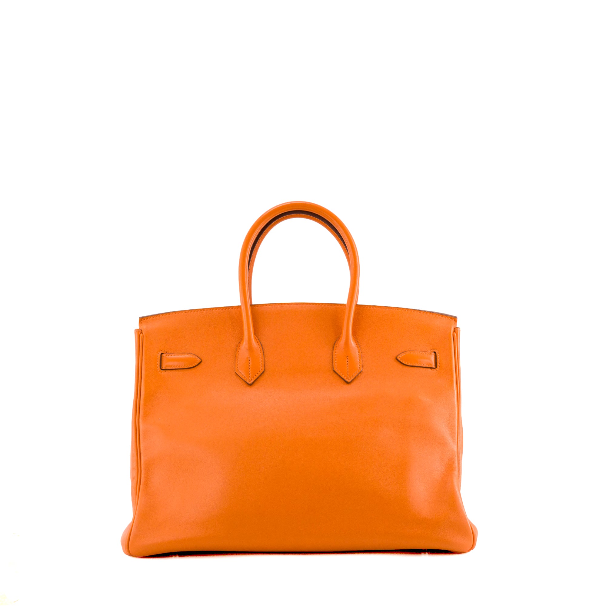 HERMÈS - Sac à main Birkin 35 Hermès en cuir swift orange H